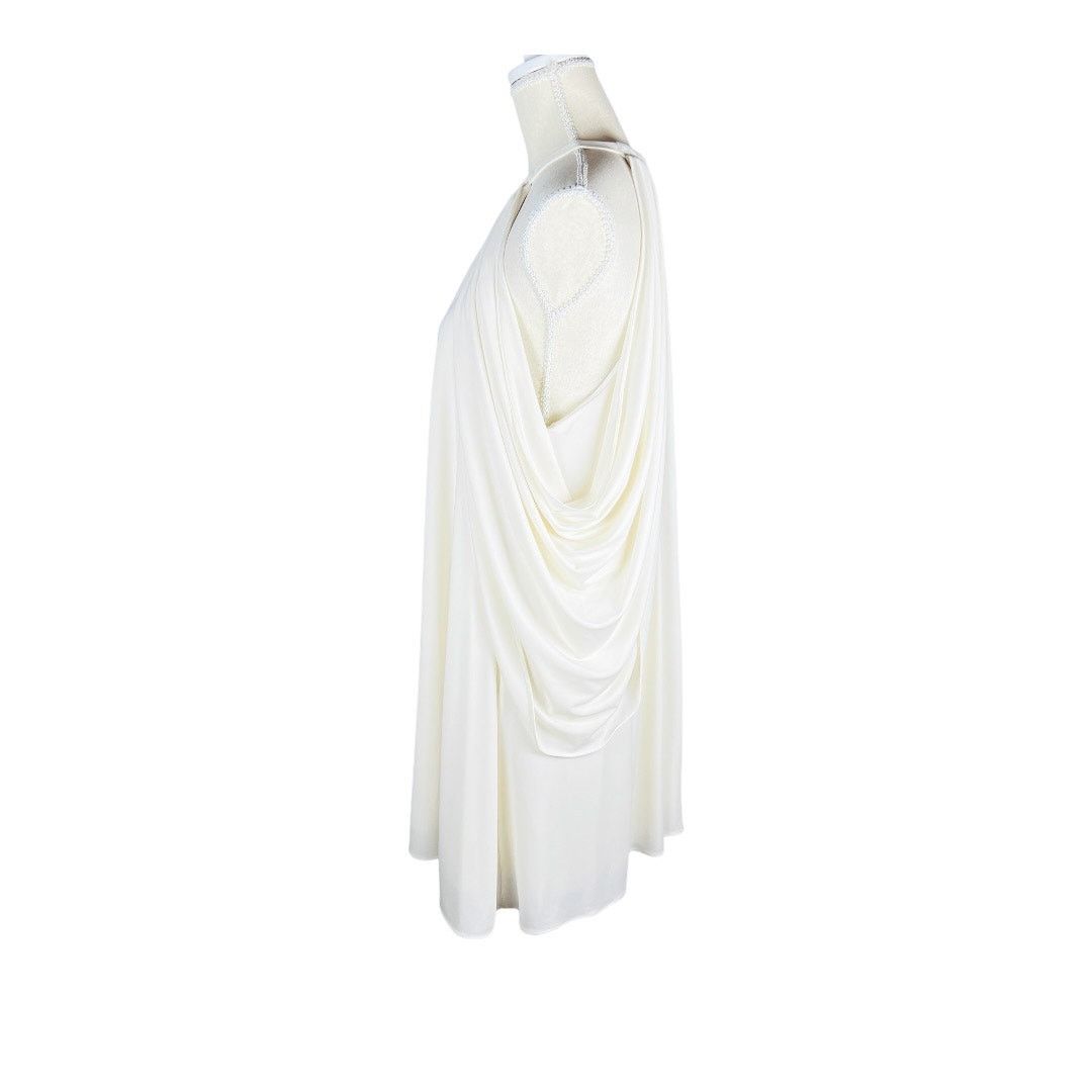 Halston Halston Elsie Draped Cape Mini Dress Chalk White Ivory S 4 Size S / US 4 / IT 40 - 4 Thumbnail