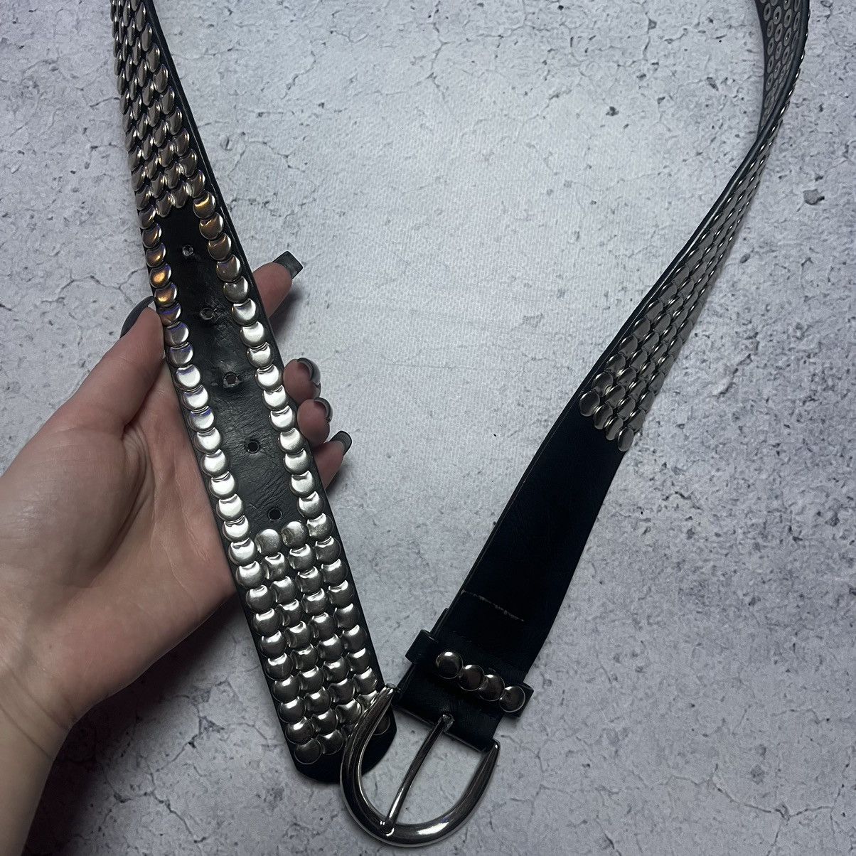 Designer × Vintage B.B. Simon Style Leather Belt With Crystals Avant Garde Size ONE SIZE - 5 Thumbnail