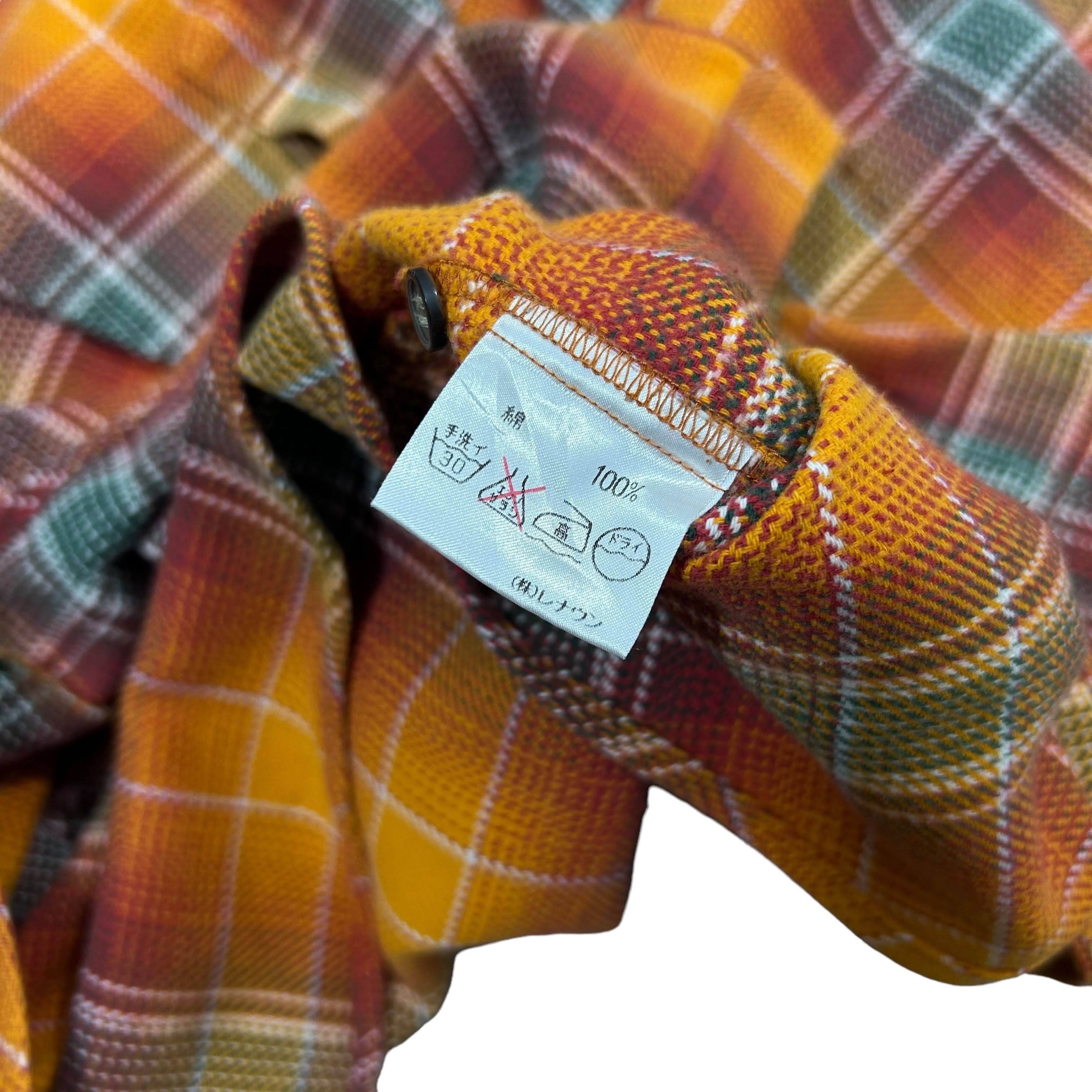 Flannel × Japanese Brand Skole Exoah Orange Green Check Cotton Flannel Shirt Japan S Size US S / EU 44-46 / 1 - 6 Thumbnail
