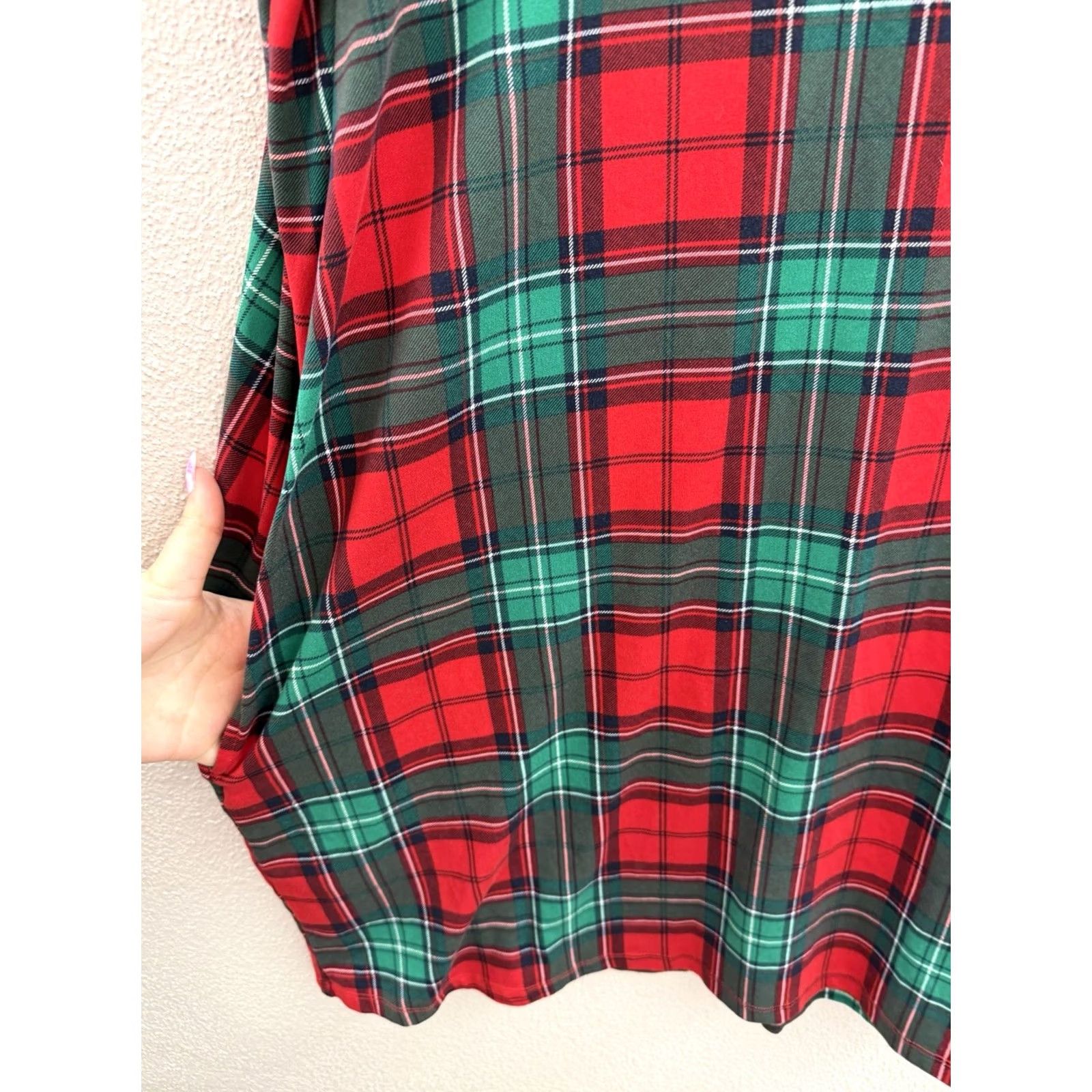 Vintage Joyspun Womens Pajama Nightgown Mumu 2X Holiday Plaid Short Sleeve Red Knit 2X Womens Nightgown Pajama Holiday Bar? Size ONE SIZE - 4 Thumbnail