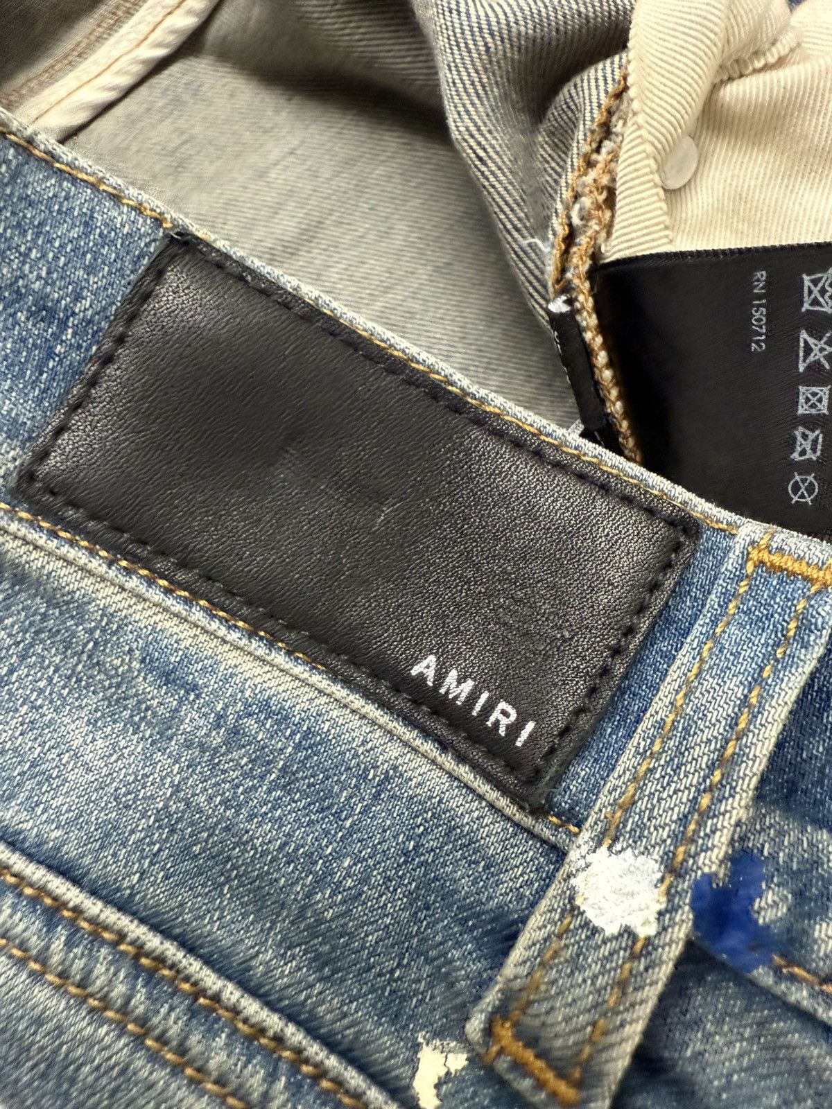 Amiri MX1 DENIM PATCH PAINT SPLATTER SKINNY JEANS Size US 34 / EU 50 - 6 Thumbnail