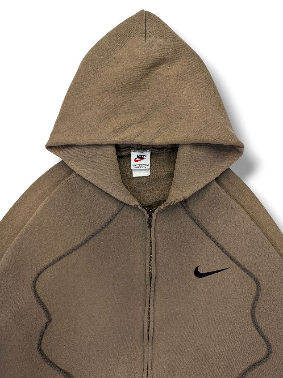 Nike Vintage 90’s Faded Brown Nike Swoosh Zip Up Hoodie Size US XXL / EU 58 / 5 - 3 Thumbnail
