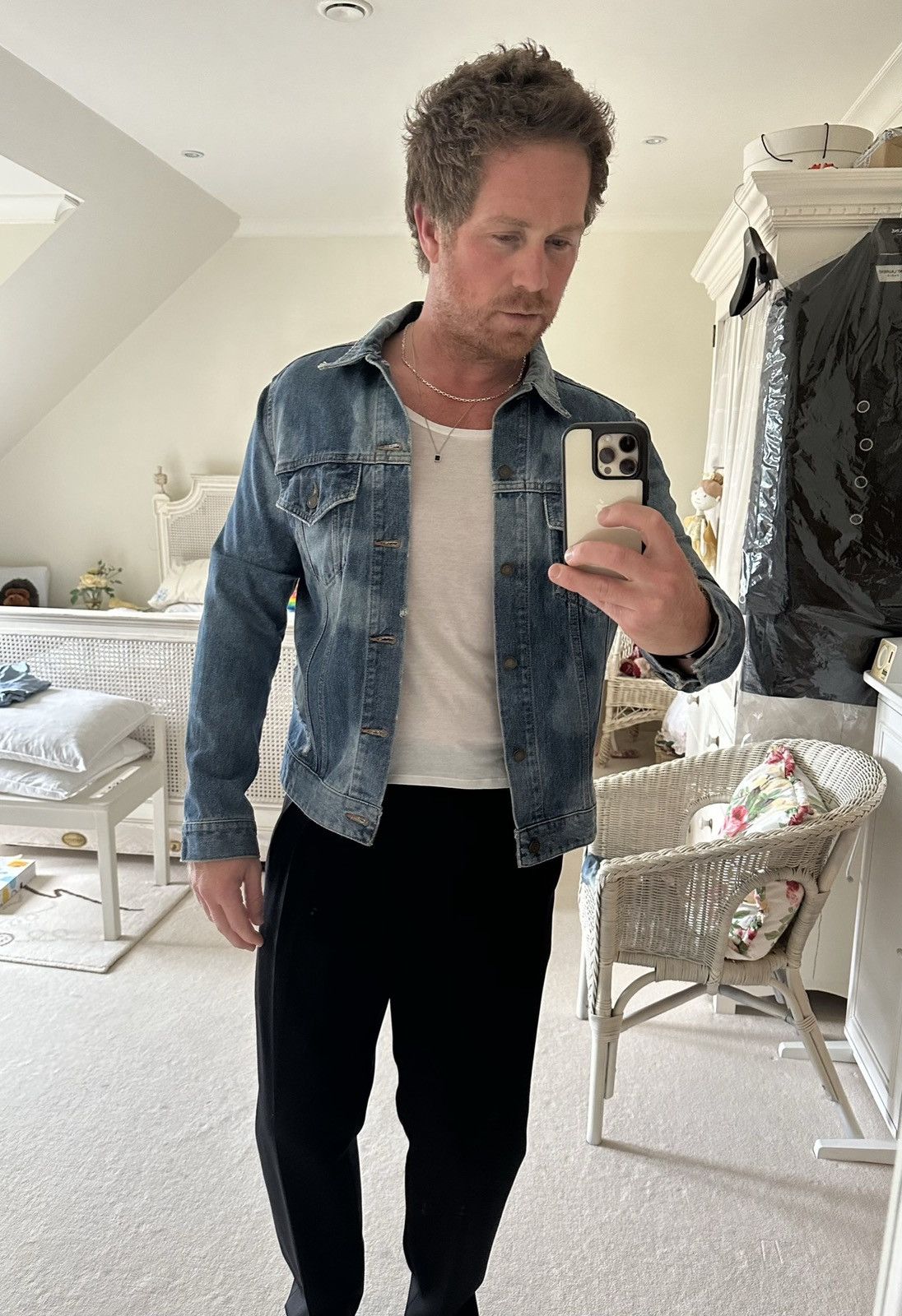 Saint Laurent Paris $1490 SS17 Saint Laurent Sweet Dreams studded denim jacket Size US L / EU 52-54 / 3 - 7 Thumbnail