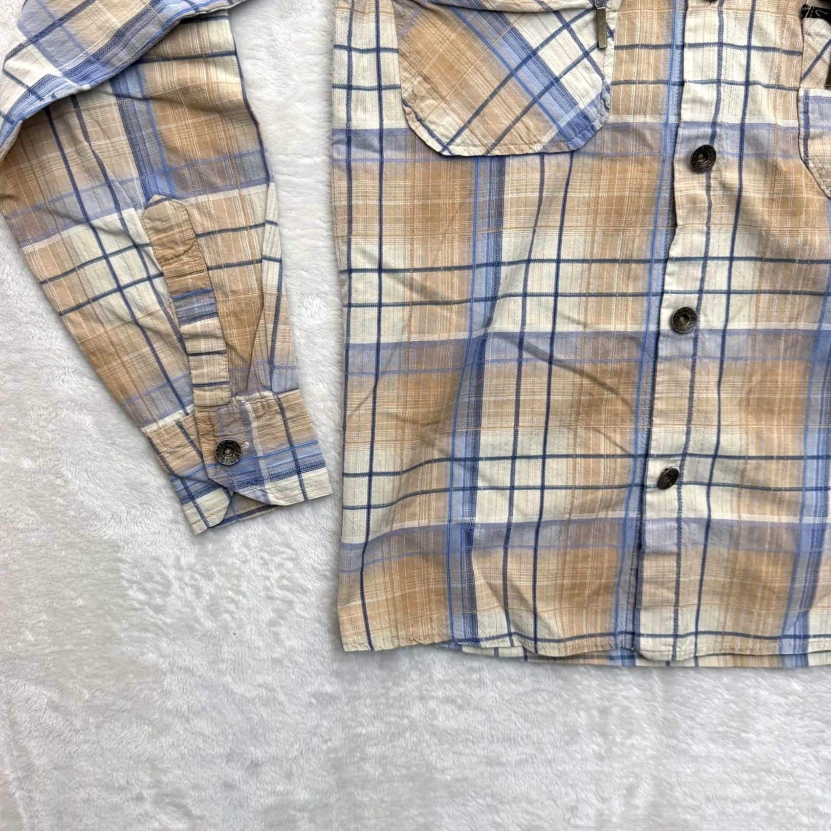 Diesel Diesel Shirt Womens Small Beige Blue Plaid Button-Up Pocket Zipper Attitude Graphic Denim Vintage: No Size S / US 4 / IT 40 - 6 Thumbnail