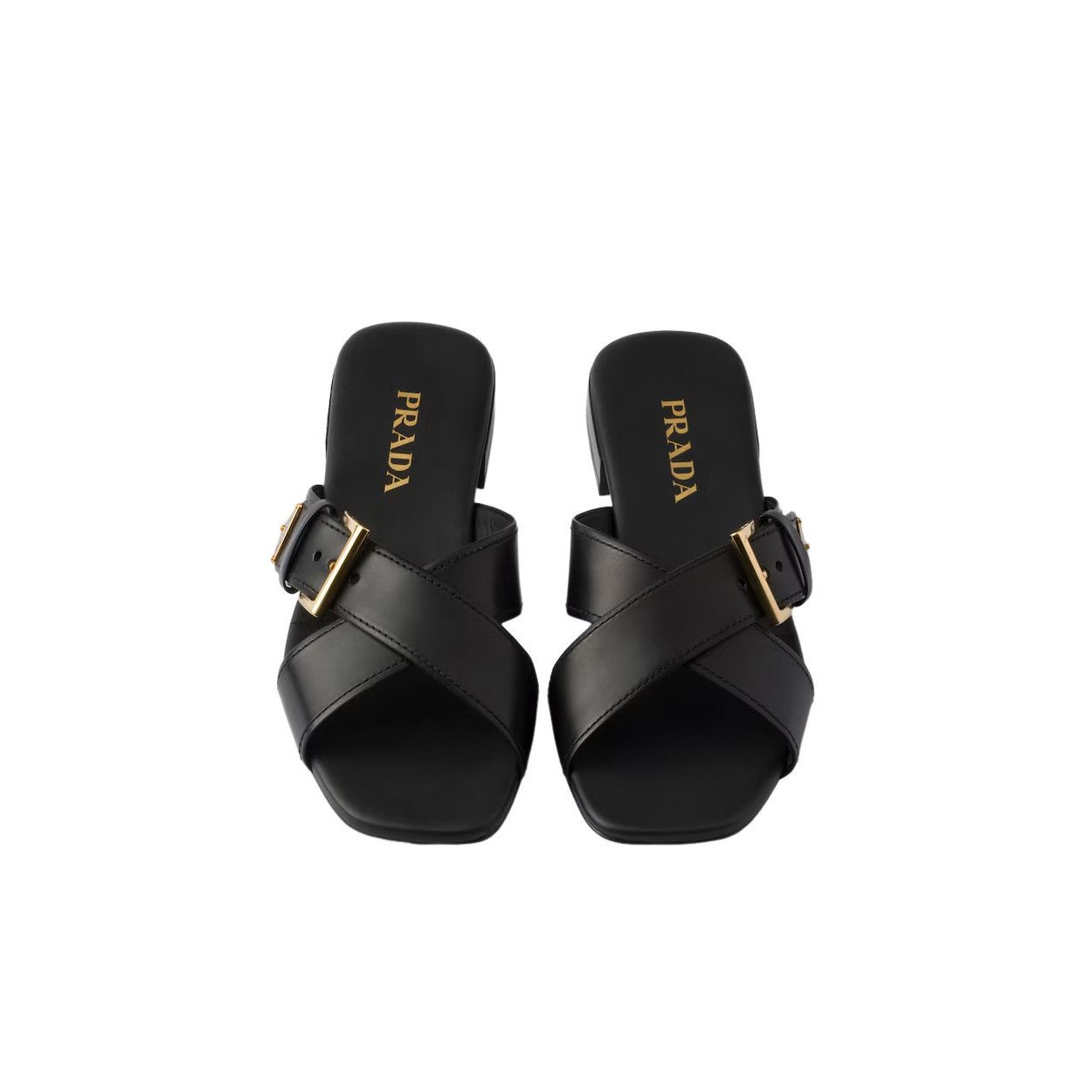Prada PRADA $1020 Black Crisscross Buckle Slides New & Authentic ( Size US 8 / IT 38 - 4 Thumbnail