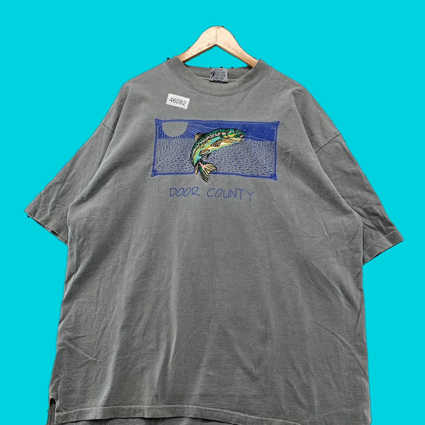 Vintage Vintage Fish Shirt Mens XL Gray Embroidered Door County Outdoor Bass Fishing Outdoor 90s Mens Size US XL / EU 56 / 4 - 1 Thumbnail
