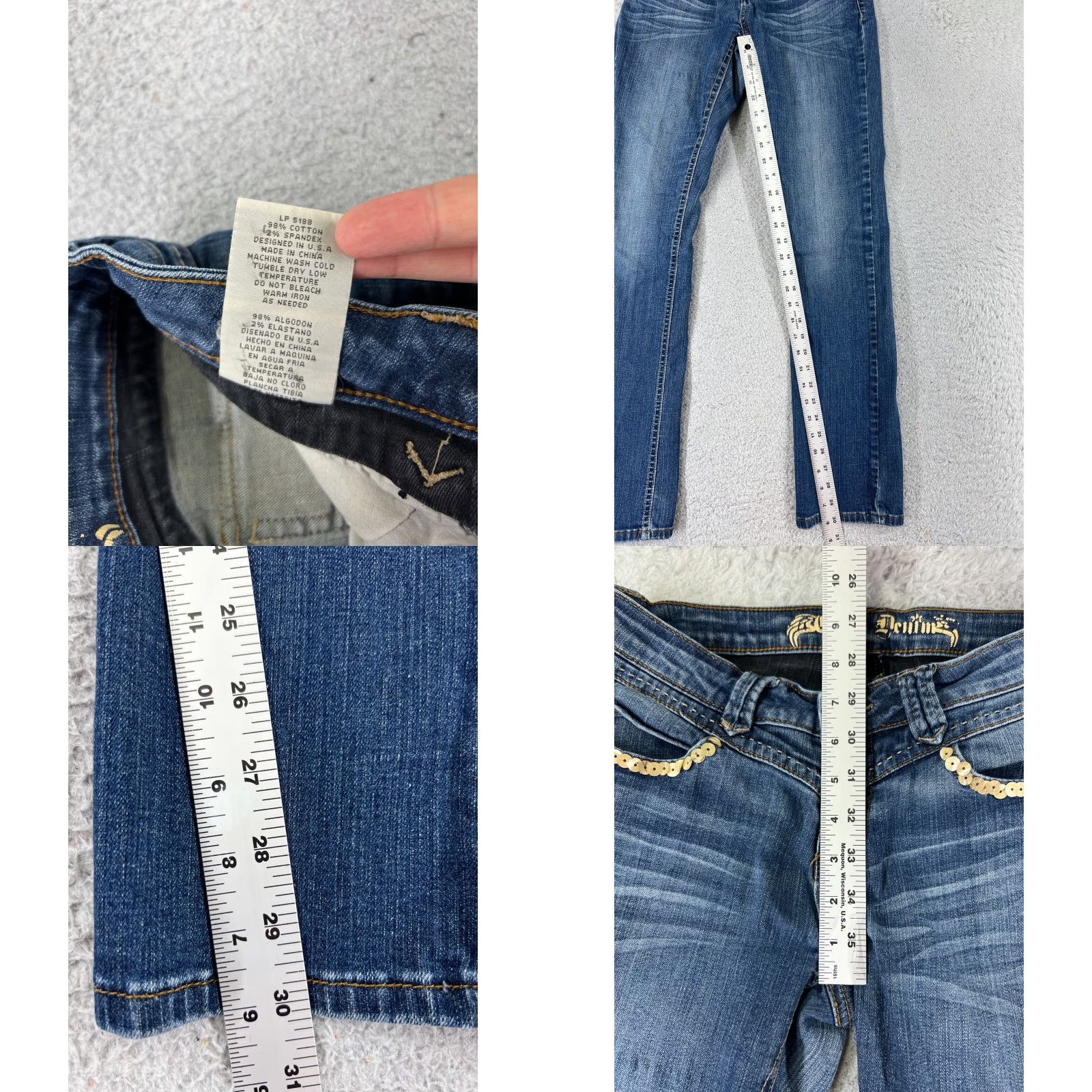 Vintage Clash Jeans Womens 5 Blue Denim Low Rise Skinny Cotton Blend 26x30 City Preppy Stretch 5-Pocket Womens Jeans Size 27" / US 4 / IT 40 - 8 Thumbnail