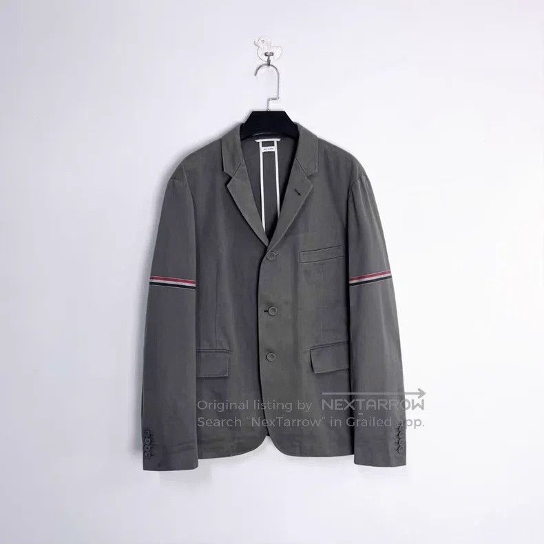 Thom Browne Thom Browne Dark Gray Gun Collar Double Sleeve Patch Strip Size US L / EU 52-54 / 3 - 1 Thumbnail