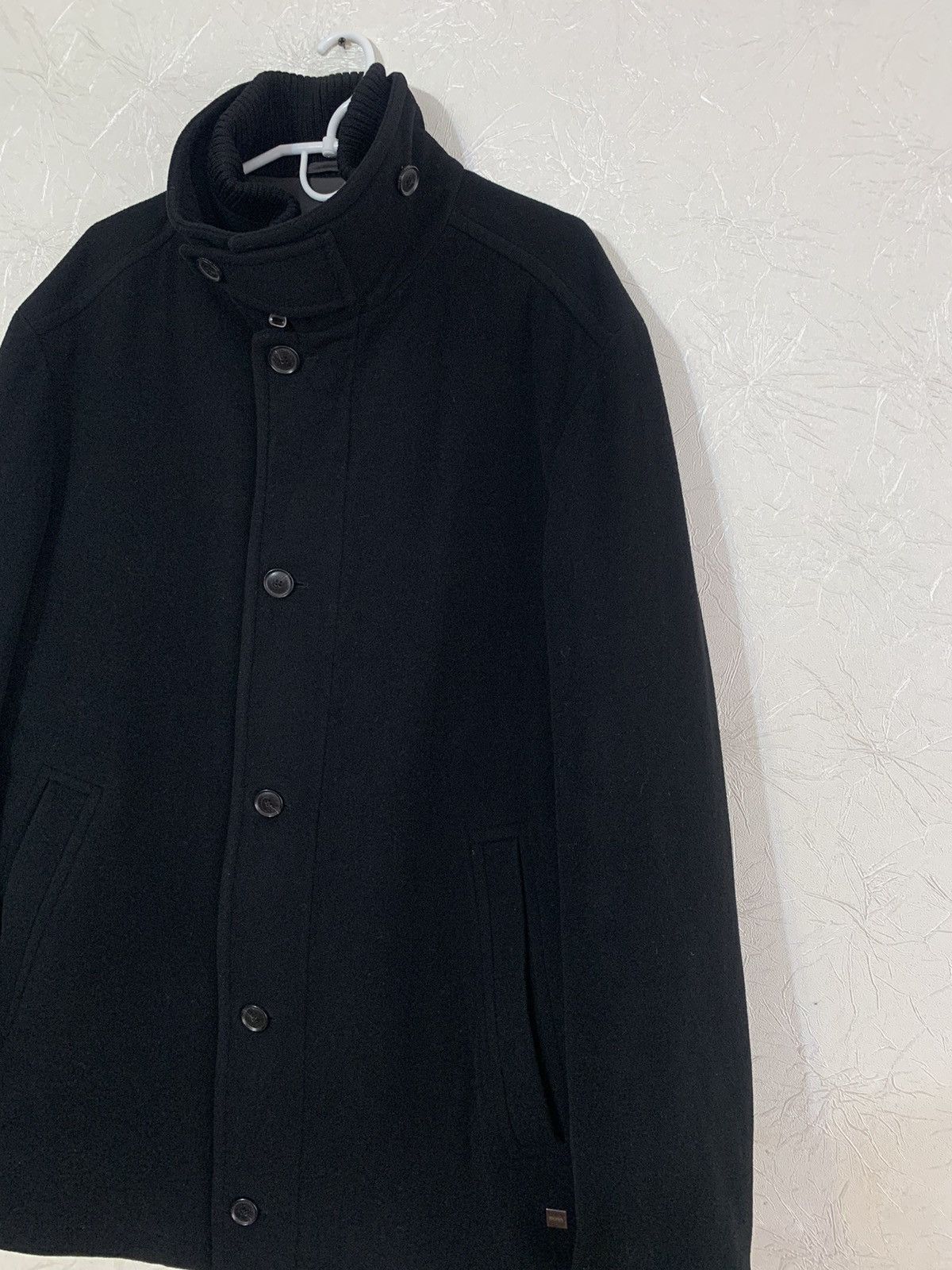 Hugo Boss × Vintage Vintage Hugo Boss Men’s Black Cashmere & Wool Black Coat Size US XL / EU 56 / 4 - 2 Thumbnail