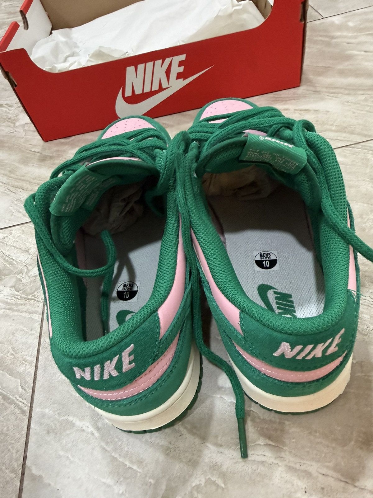 Nike Nike Dunk Low "Pink & Green" (Suede/Leather Mix) Size US 10 / EU 43 - 6 Thumbnail