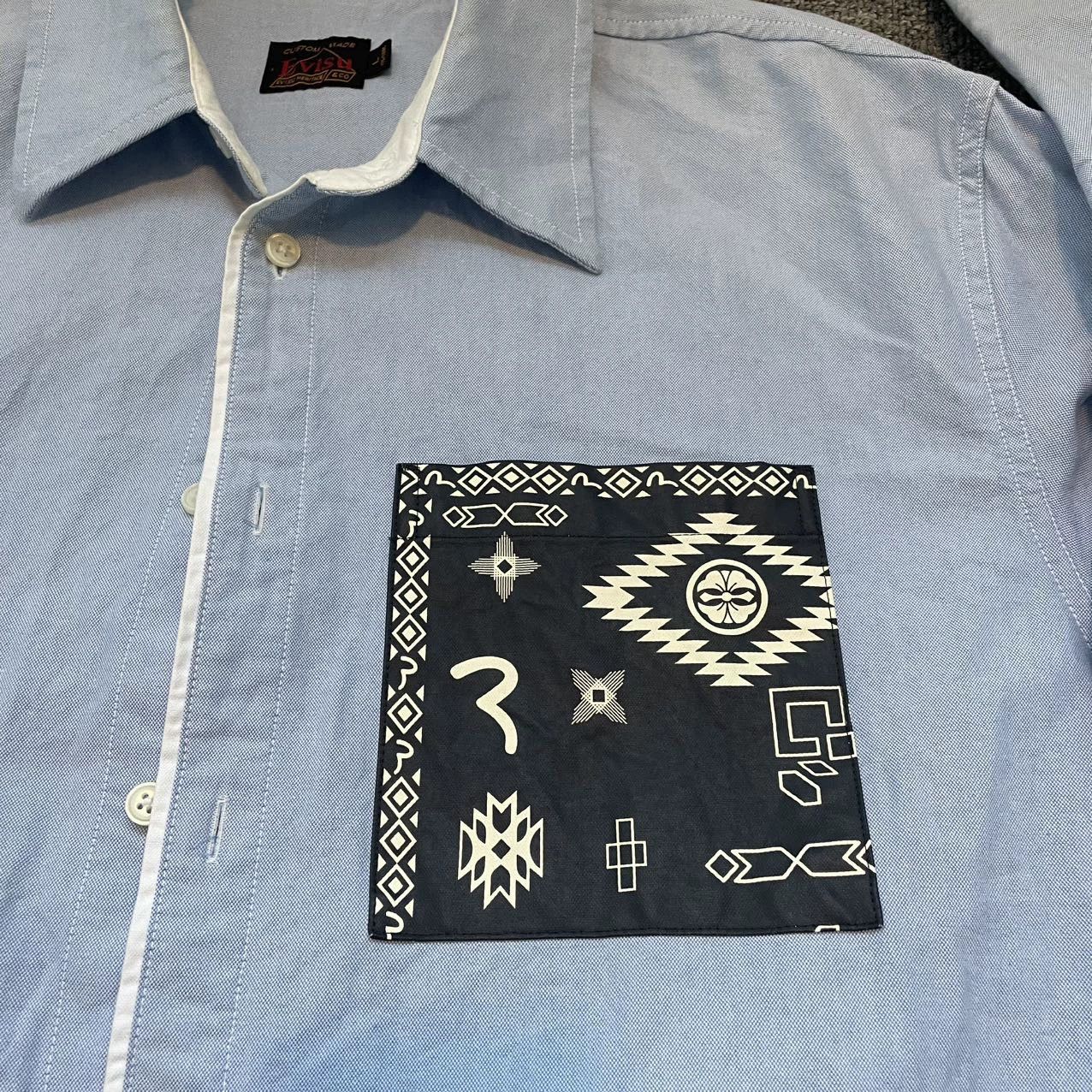 Evisu EVISU SS23 Blue Seagull Patch Oxford Long-Sleeve Shirt L Size US L / EU 52-54 / 3 - 4 Thumbnail