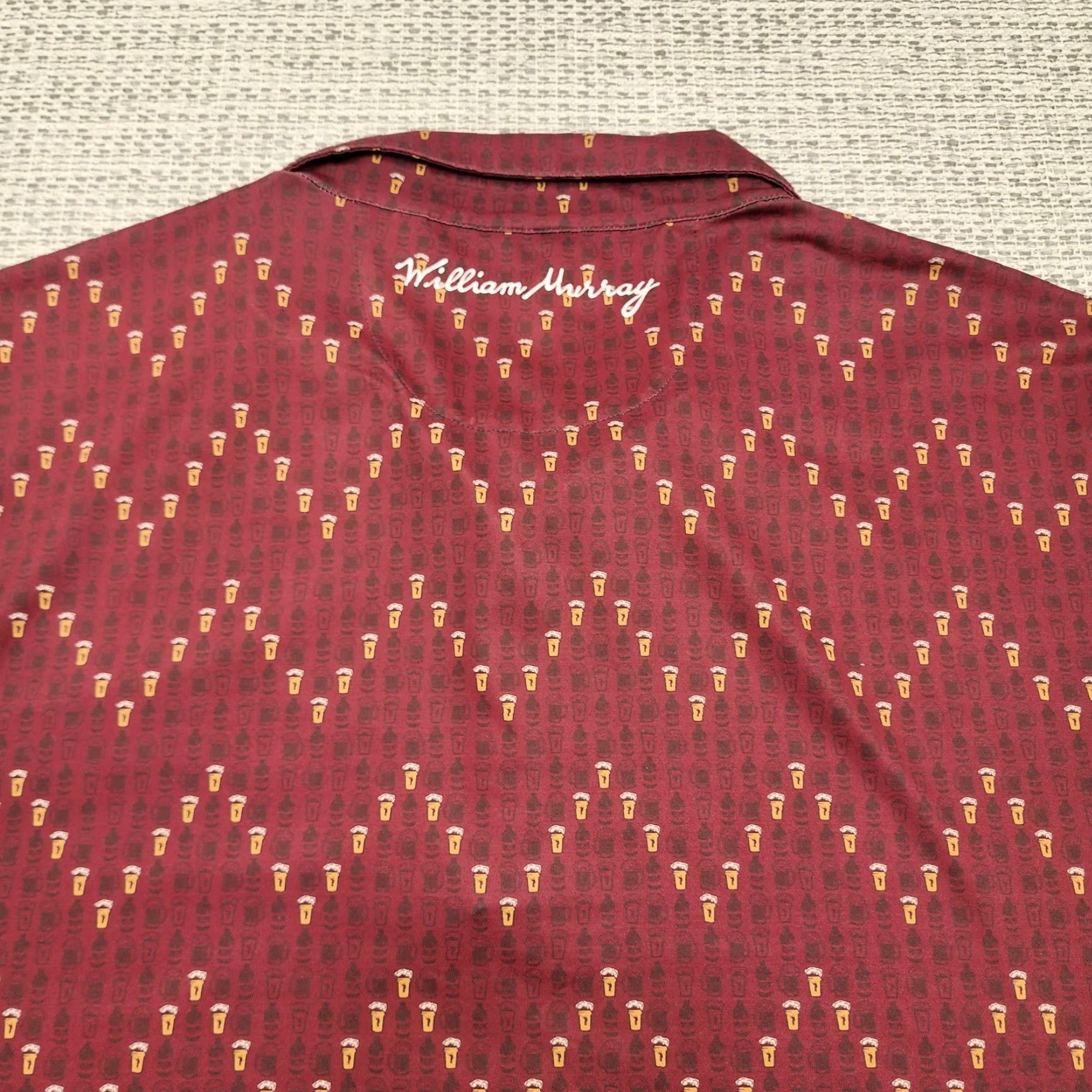 Vintage William Murray Polo Shirt Mens 2XL Burgundy Beer Pint Print Golf Performance Shirt Polo Mens 2XL Size US XXL / EU 58 / 5 - 7 Thumbnail