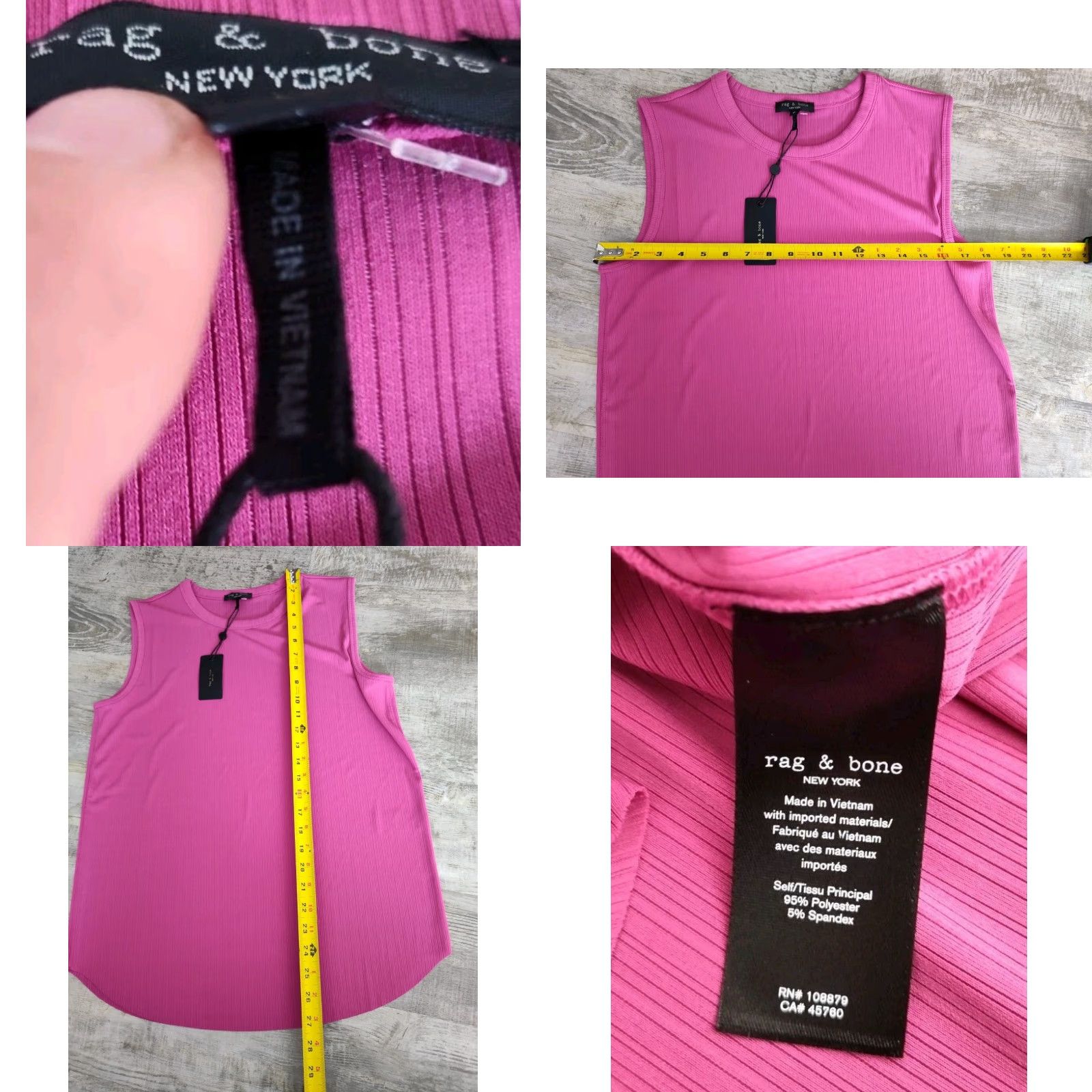 Rag & Bone rag & bone NWT Zoe Muscle Stretch Ribbed Tank Deep Pink Size S Size S / US 4 / IT 40 - 8 Thumbnail