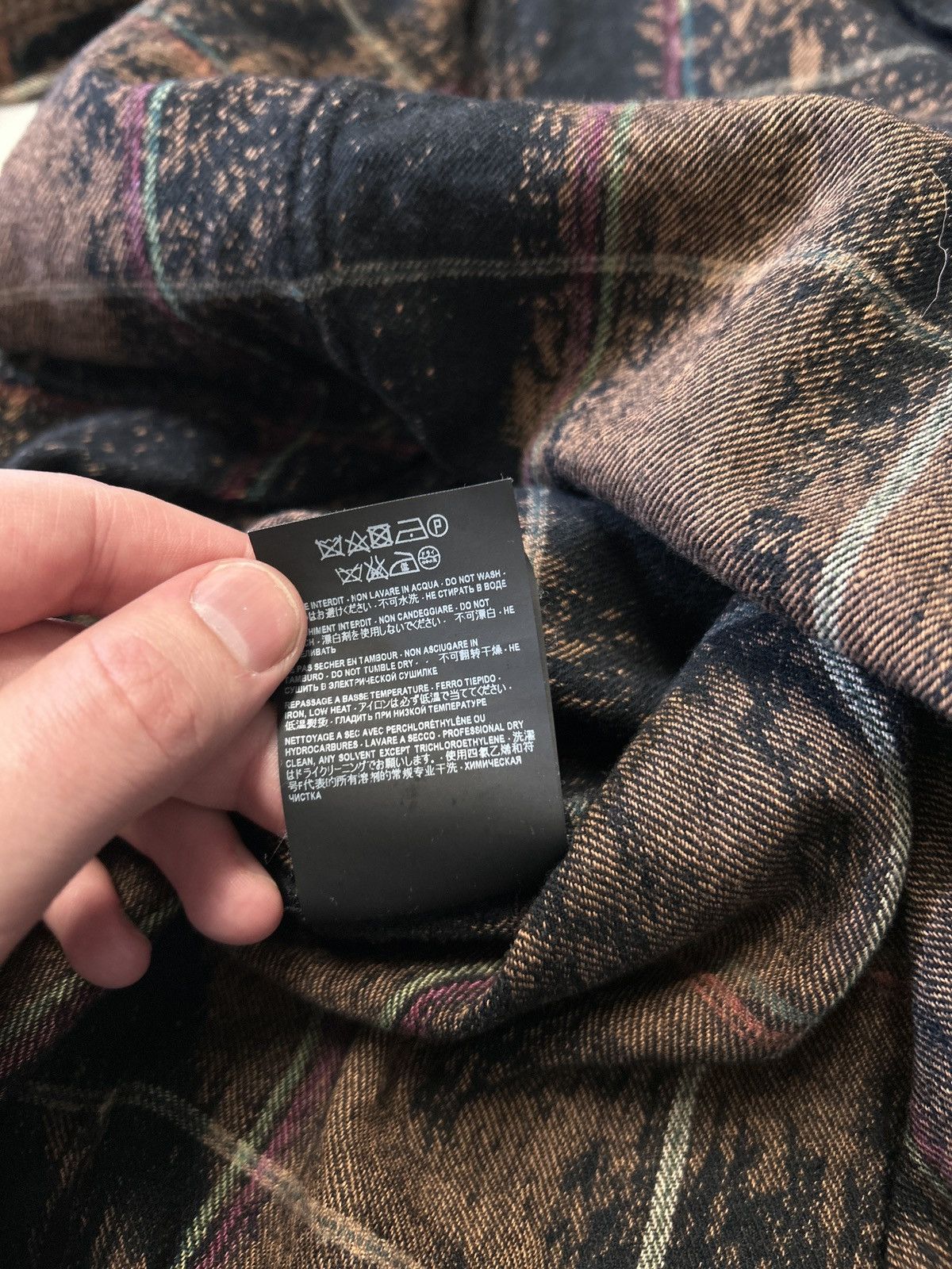 Saint Laurent Paris FW2018 Bleached Plaid Wool Flannel Shirt Size US L / EU 52-54 / 3 - 6 Thumbnail