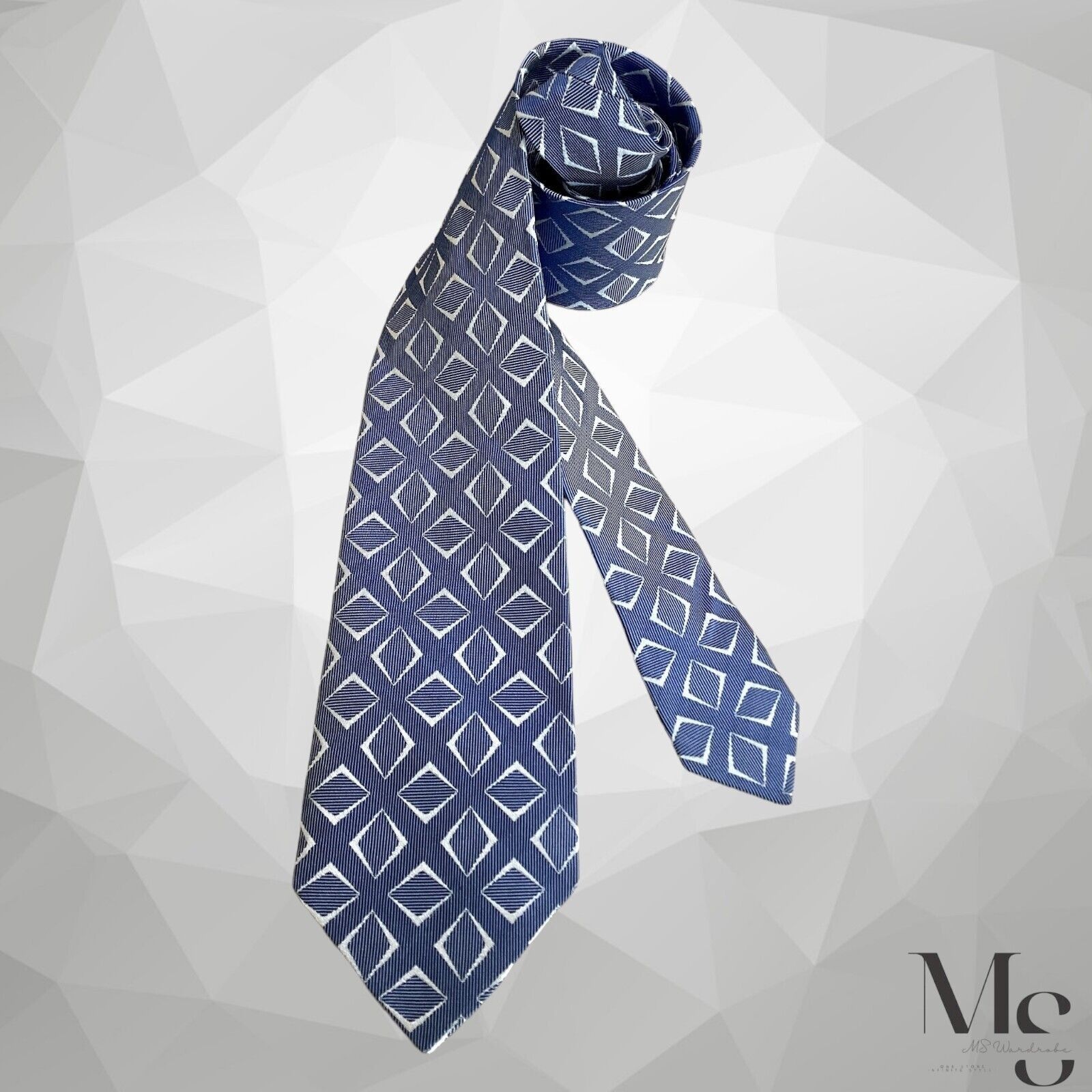 Armani ARMANI COLLEZIONI Blue Geometric Luxury Silk Tie Made In It Size ONE SIZE - 1 Thumbnail