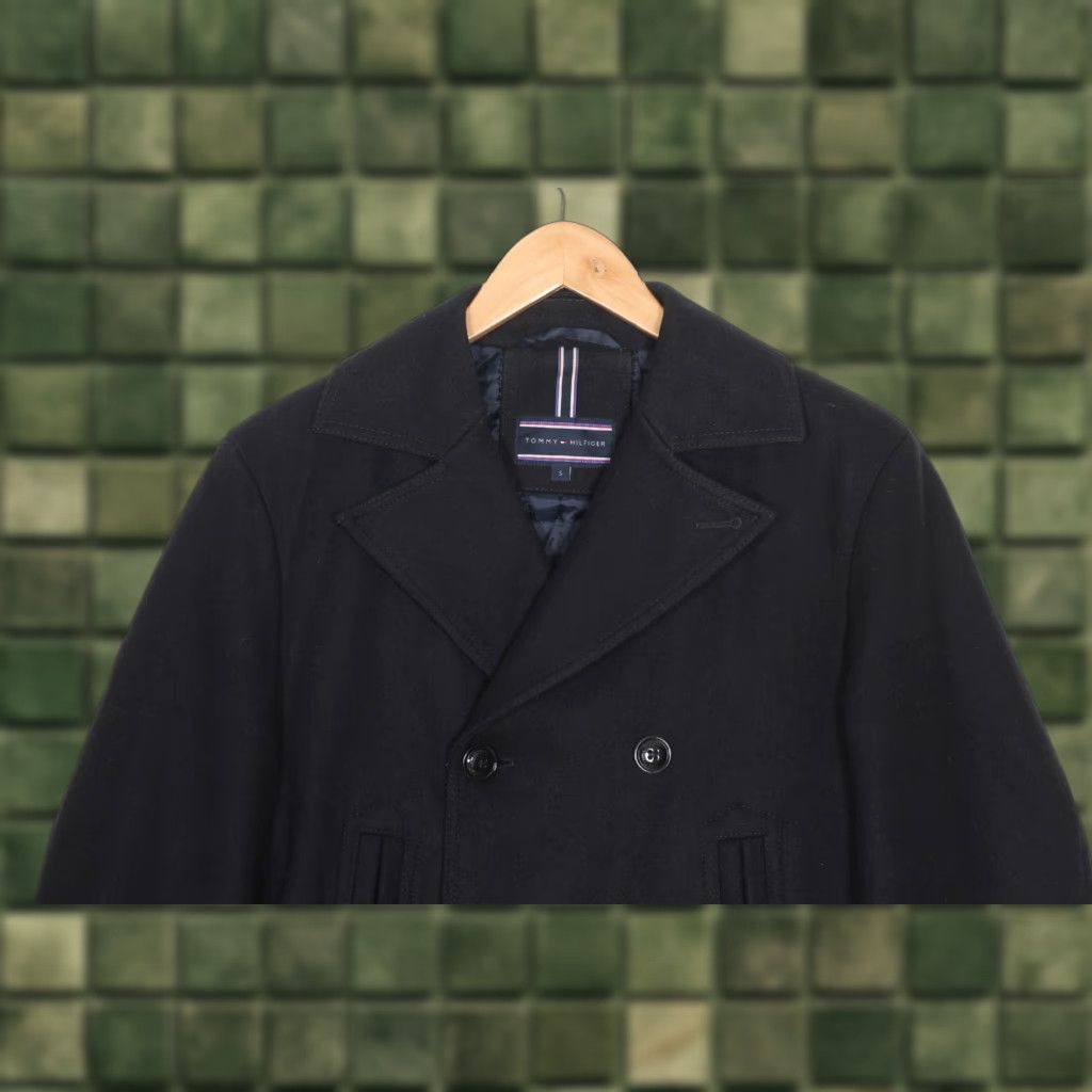 Tommy Hilfiger TOMMY HILFIGER Coat Men Size S Navy Wool Double Breasted Pea Coat Size S / US 4 / IT 40 - 1 Thumbnail