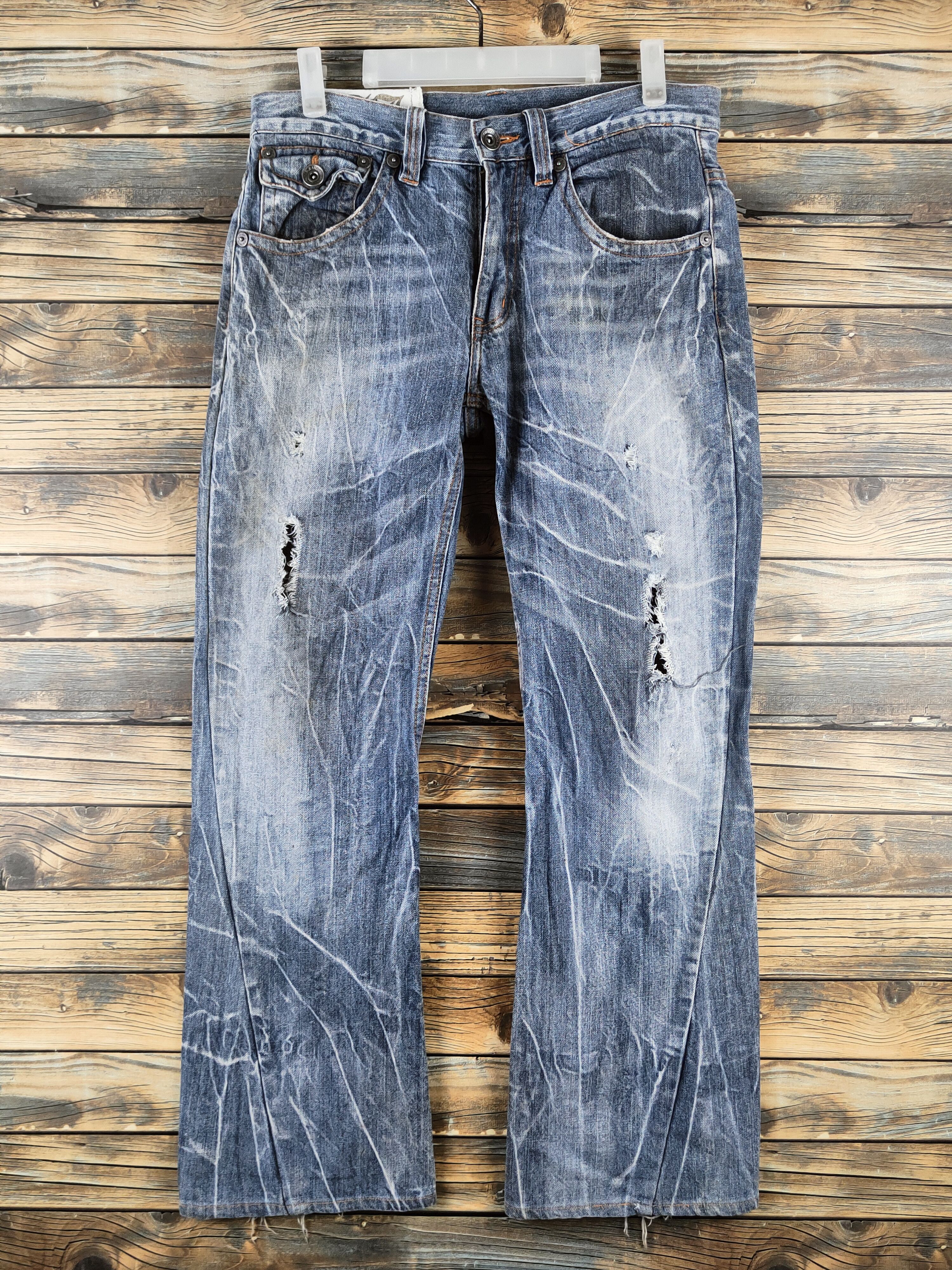 Japanese Brand DL AJ Light Blue Distressed Ripped Jeans #S2890 Size 32" / US 10 / IT 46 - 1 Thumbnail