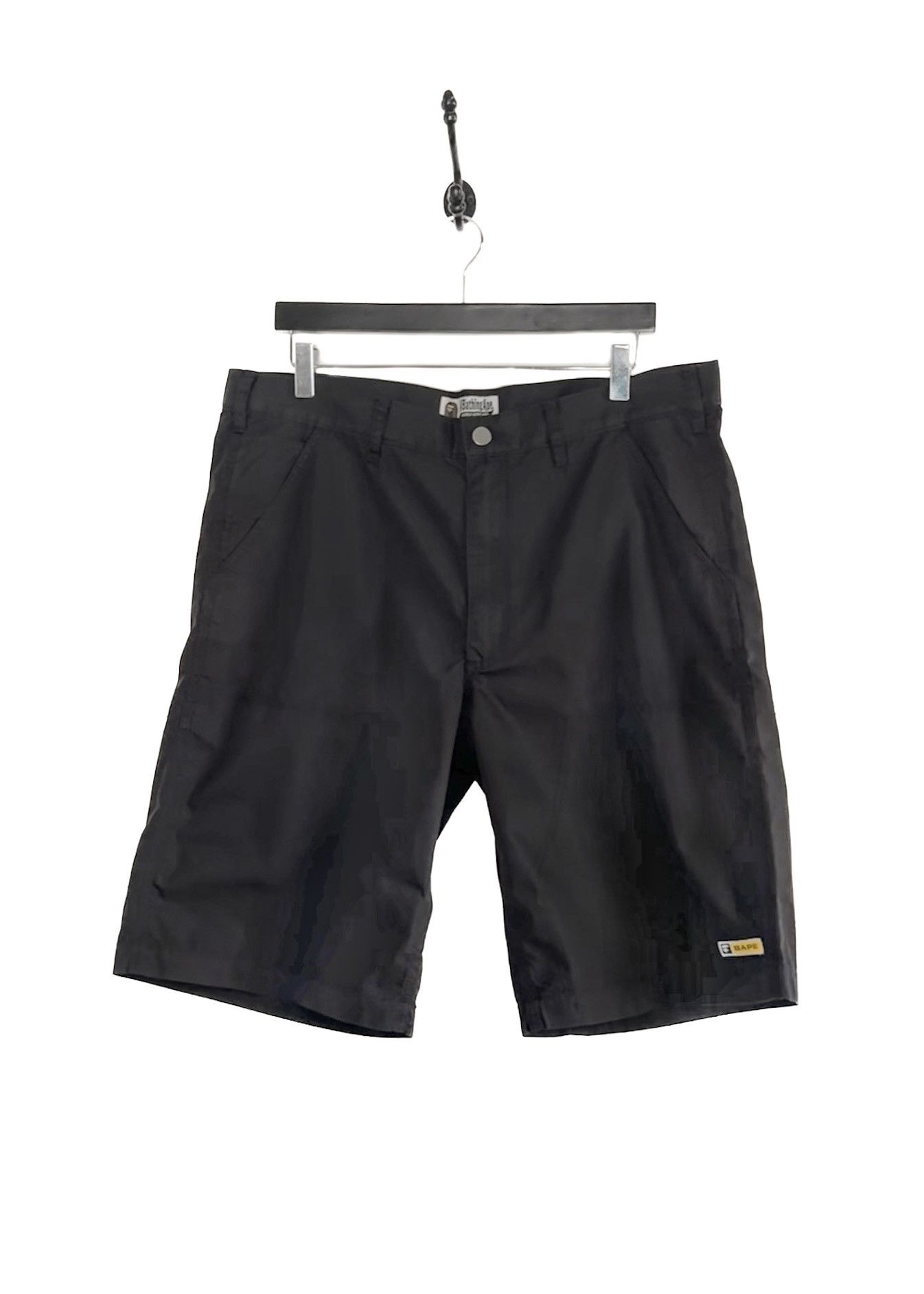 Bape Bape Black Cotton Nylon Logo Embroidered Bermuda Shorts Size US 36 / EU 52 - 1 Thumbnail