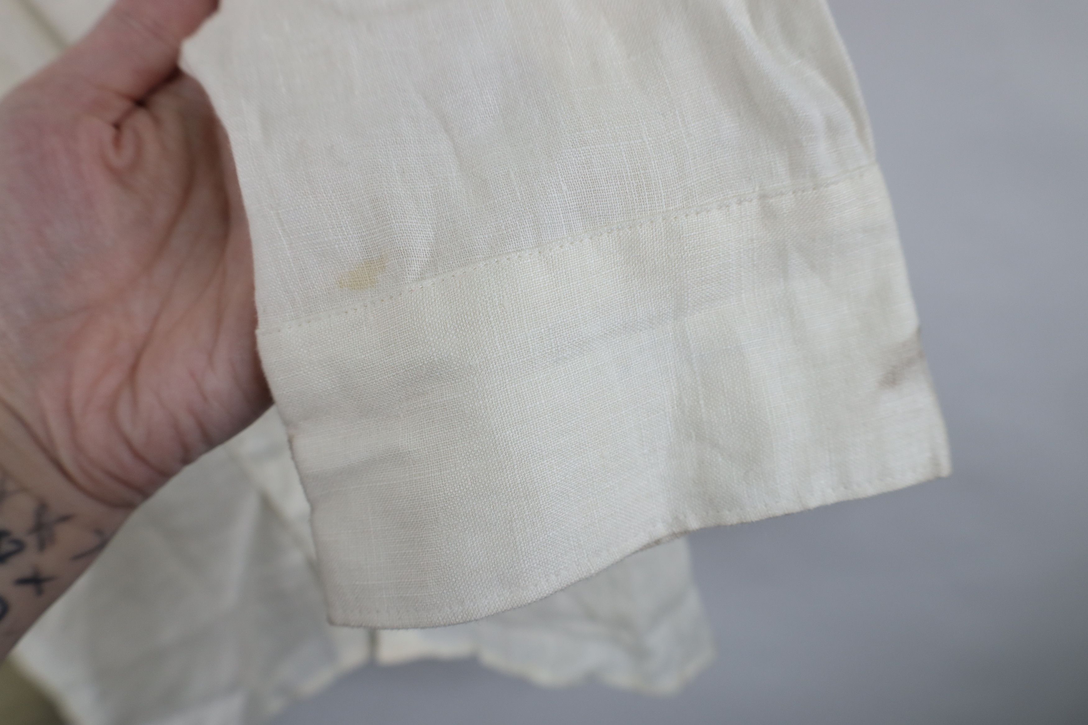 Vintage Vintage 90s Streetwear Linen Collared Button Shirt Cream Size US XXL / EU 58 / 5 - 6 Thumbnail