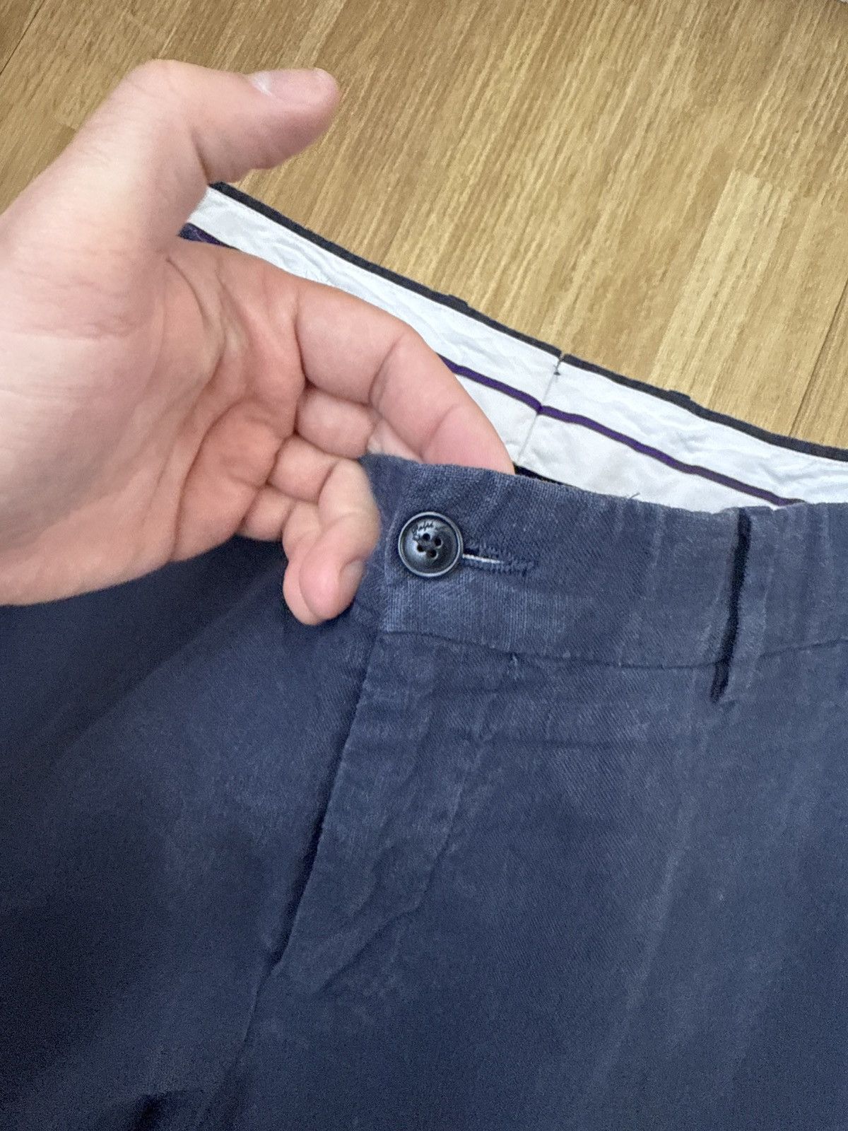 Ralph Lauren Purple Label Polo Ralph Lauren Purple Label Navy Linen Shorts Blanc Size US 36 / EU 52 - 4 Thumbnail