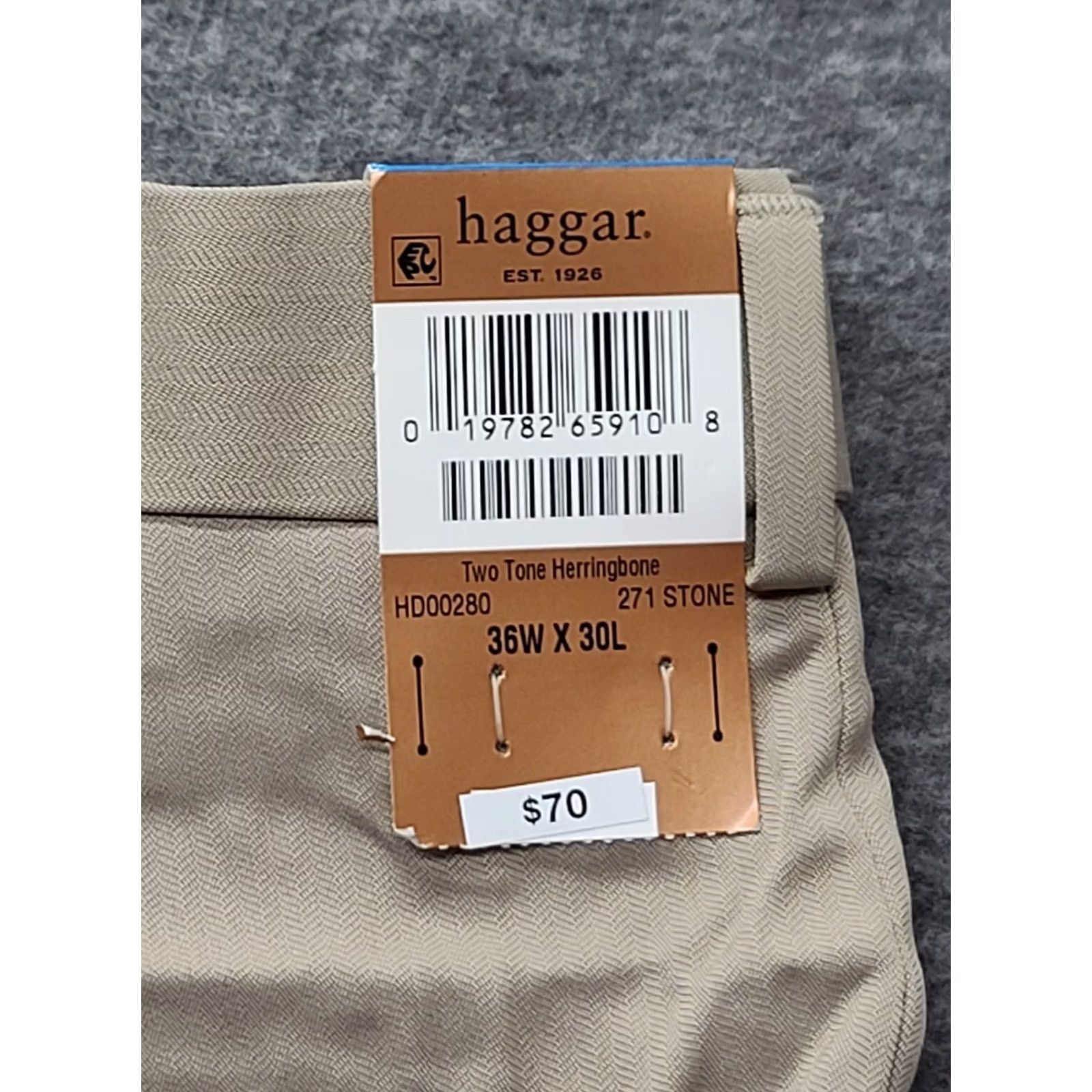 Haggar Haggar Smart Fiber Dress Pant Mens 36x30 Classic Fit Straight Leg Repreve Casual Dress Pants Mens 36 Beige Solid City Wedding Size US 36 / EU 52 - 3 Thumbnail