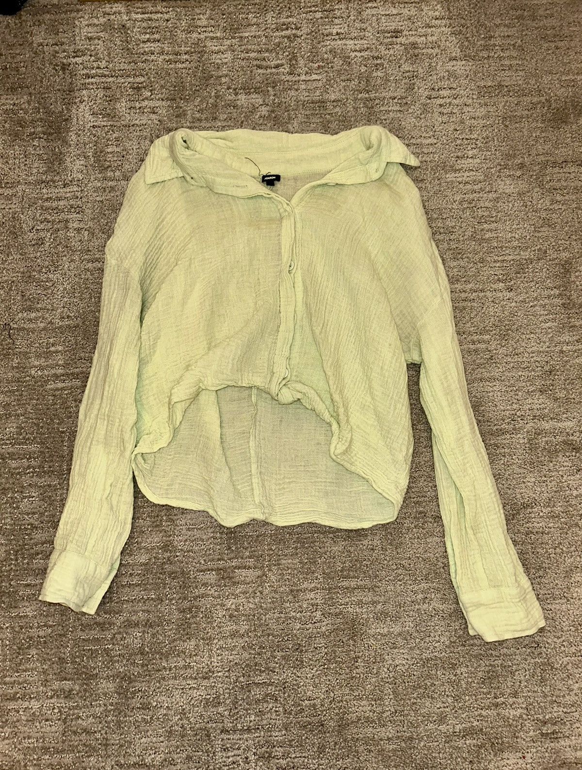 MONROW Monrow like green cropped collared long sleeve button up Size S / US 4 / IT 40 - 2 Thumbnail