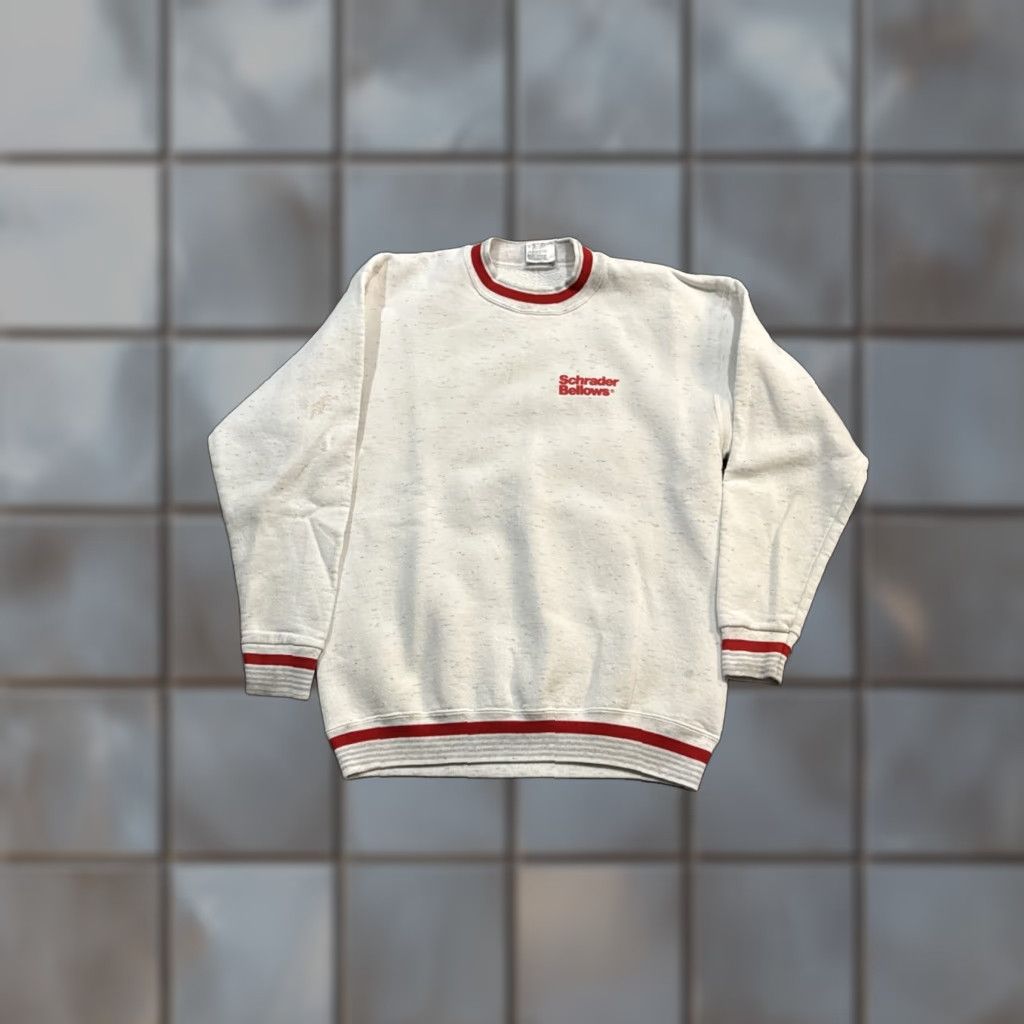 Vintage VINTAGE 90s Oneita L Schrader Bellows White Crewneck Sweatshirt AS-IS Men’s Large Stained Pullover Size US L / EU 52-54 / 3 - 1 Thumbnail