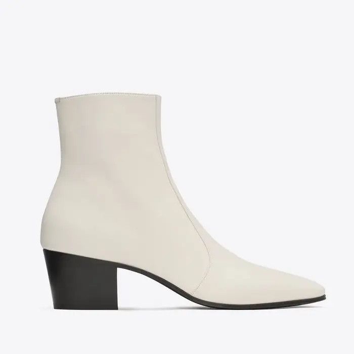 Saint Laurent Paris oc11z0126 732111 Vassili Boots In Smooth Leather in Pearl Size US 9 / EU 42 - 1 Thumbnail