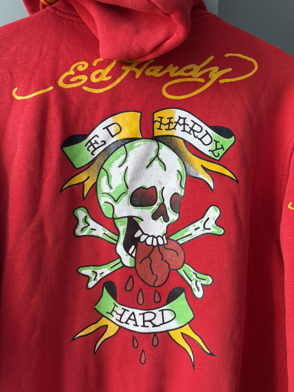 Christian Audigier Vintage y2k Ed Hardy Red Big Logo Zip Up Hoodie Sweatshirt Size US M / EU 48-50 / 2 - 3 Thumbnail
