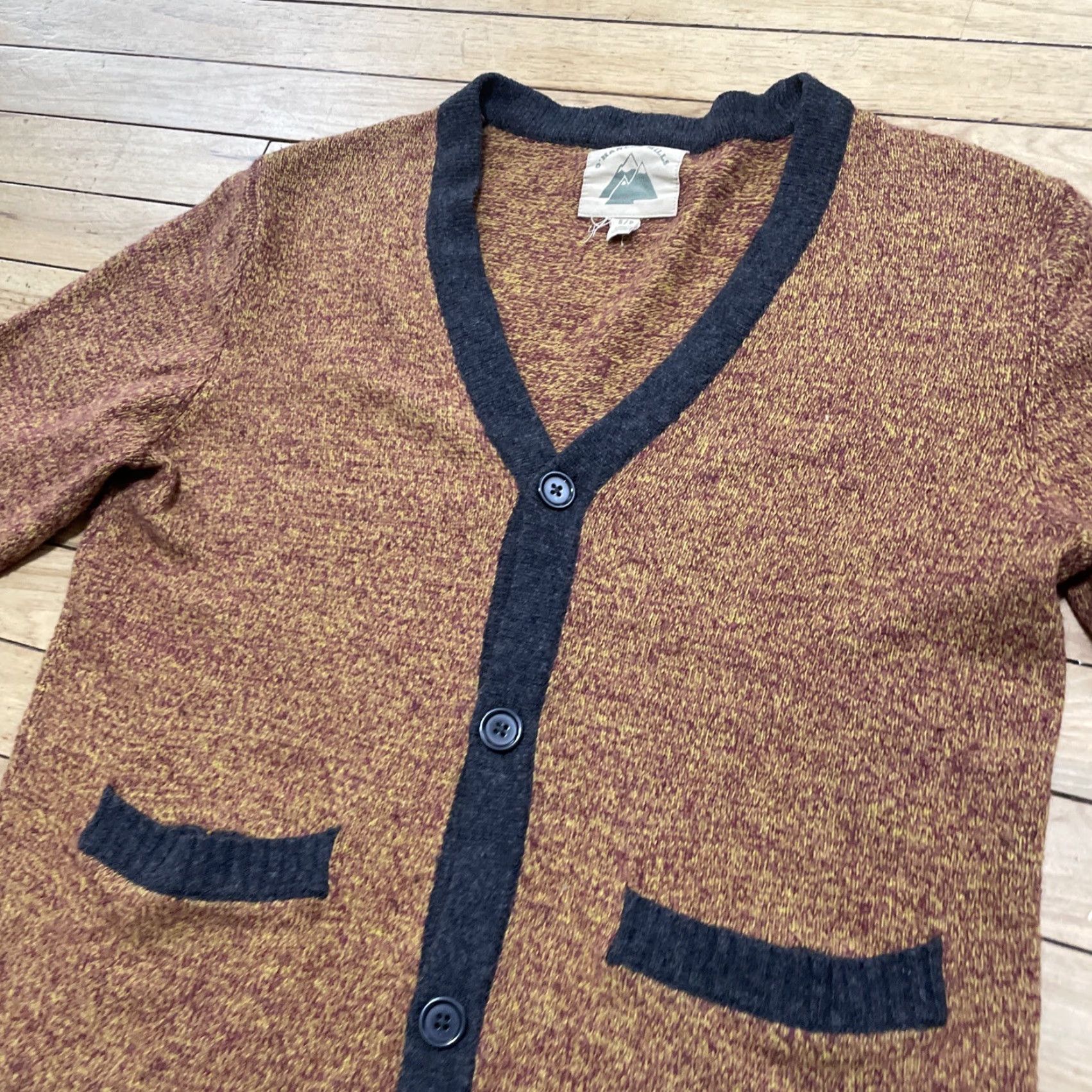 Vintage O'Hanlon Mills Lambs Wool Cardigan Sweater Rust Gray Marled Knit Pockets Men's S Size US S / EU 44-46 / 1 - 4 Thumbnail