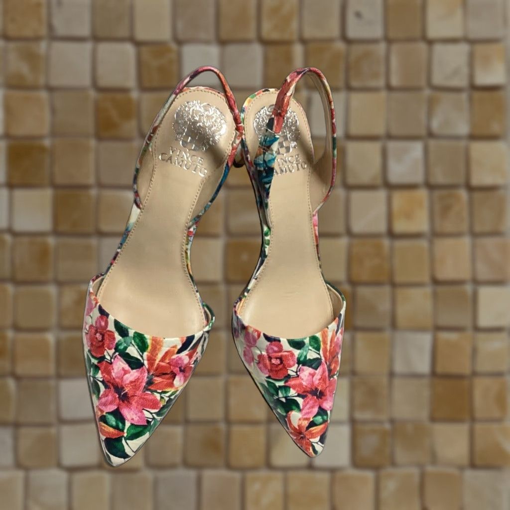Vince Camuto Womens Floral Pump Shoes Multicolor Size 7.5 Summer Heels