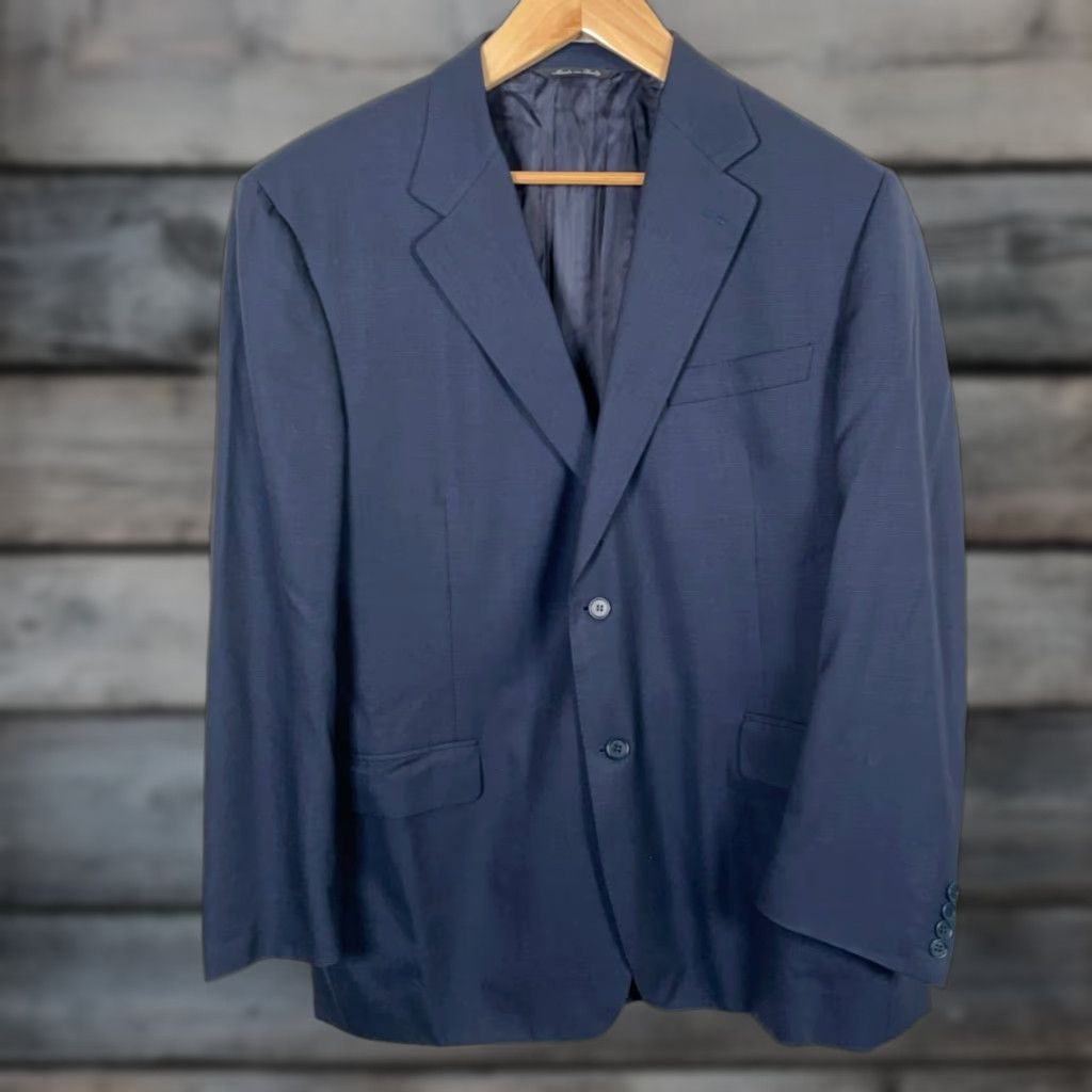 Canali Canali Wool Blazer Men's Regular 44 Dark Blue Solid 2 Button Preppy Classic Italy Size 44R - 1 Thumbnail