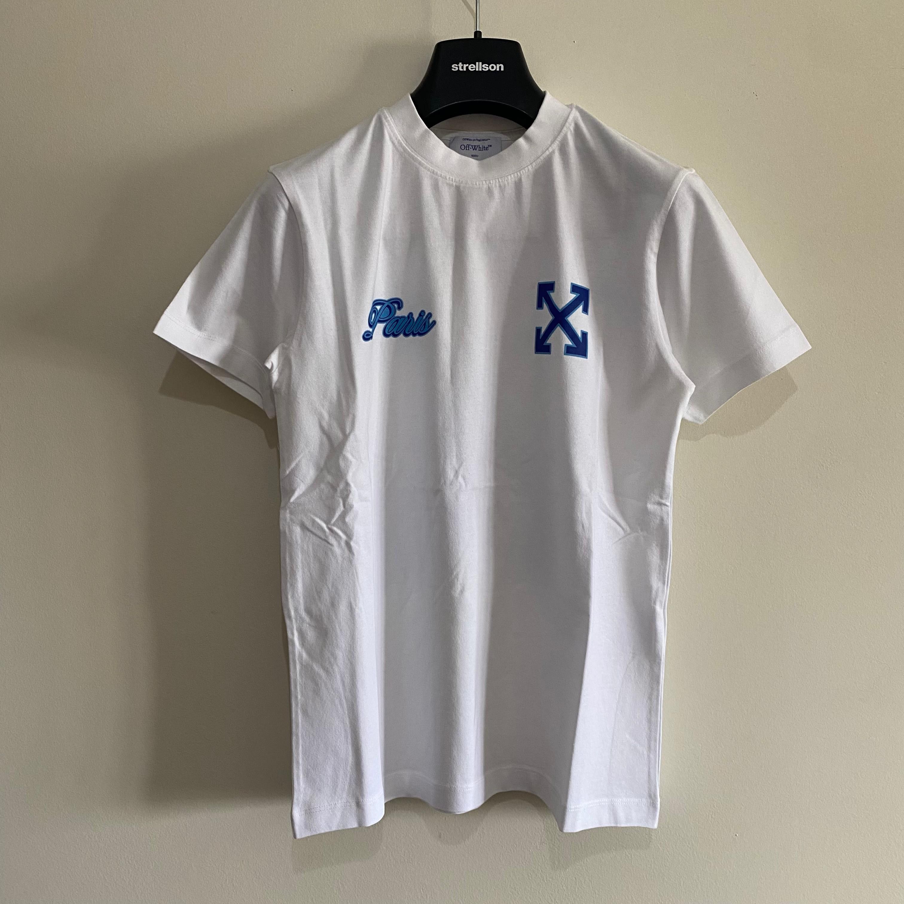 Off-White White Blue Local Store "Paris" T-Shirt Size US XXS / EU 40 - 2 Thumbnail
