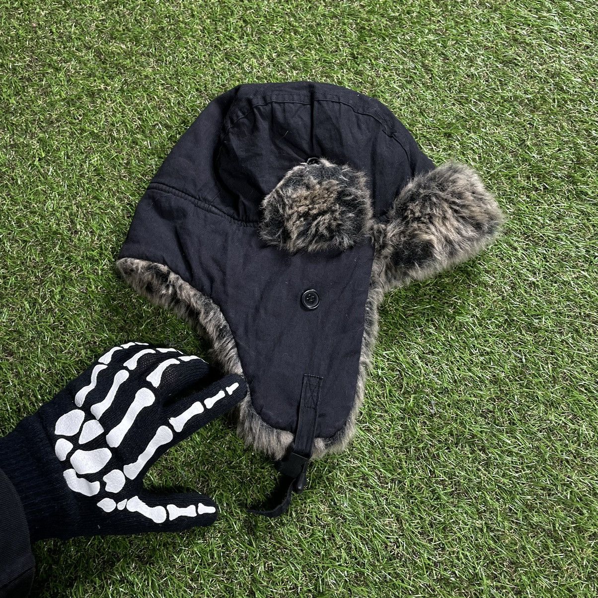 Vintage Vintage 90s Mohair Fuzzy Knit Beanie Goth Alt Black Logo OS Size ONE SIZE - 1 Thumbnail