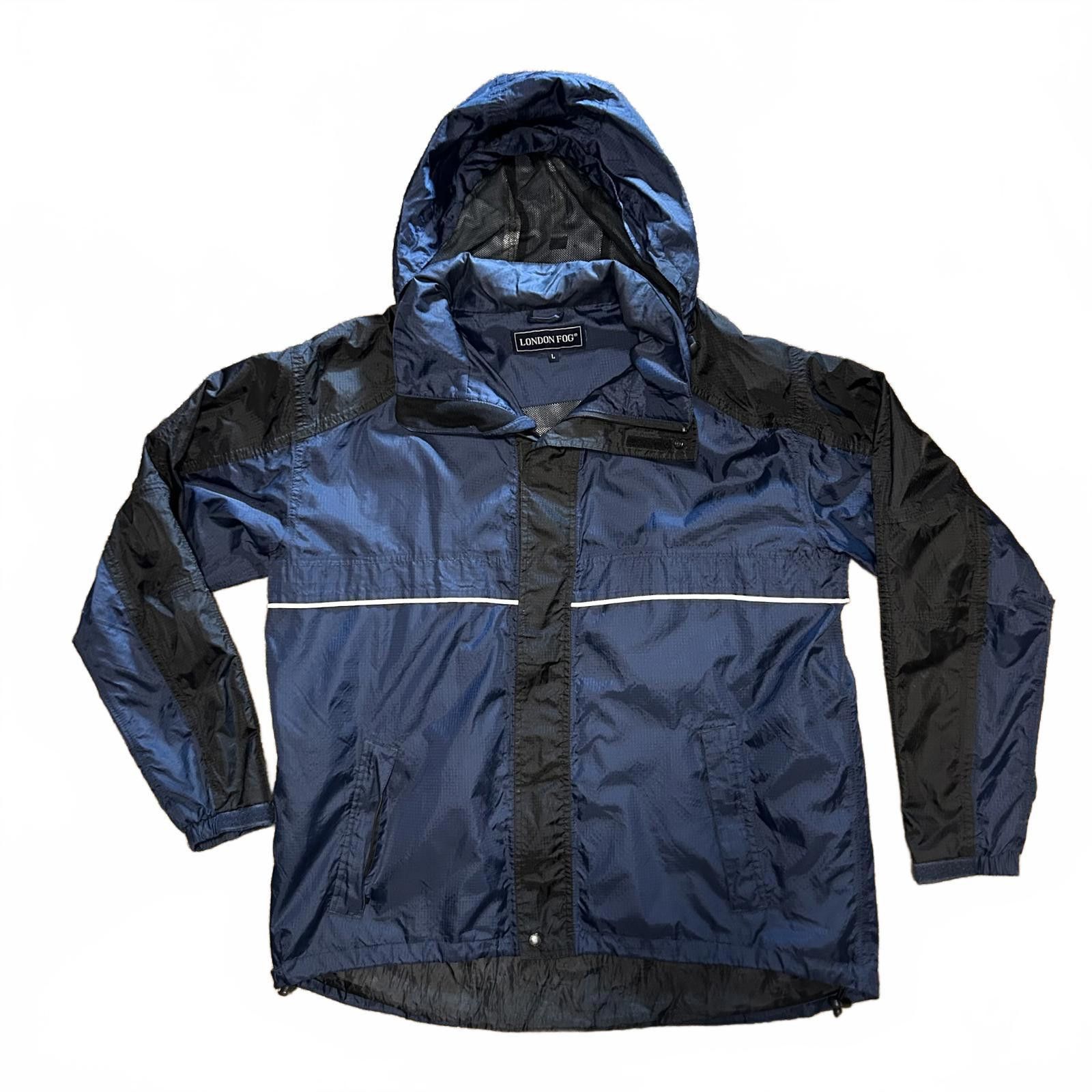 London Fog Breathable Windbreaker Full Zip Hooded Mens Large