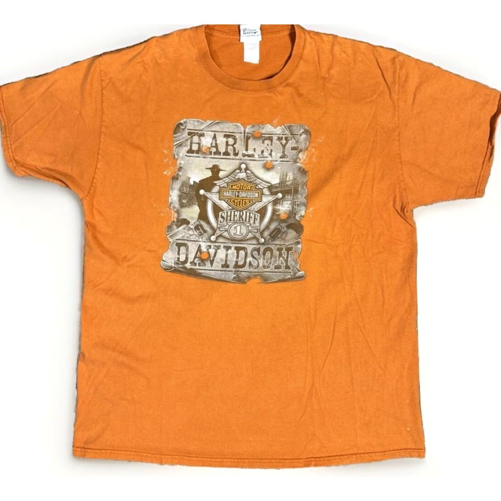 Harley Davidson VINTAGE Harley-Davidson Orange Sheriff Biker T-Shirt XL Men Men XL Orange 2011 T-Shirt Biker Harley-Davidson 2011 XL Mens Size US XL / EU 56 / 4 - 2 Thumbnail