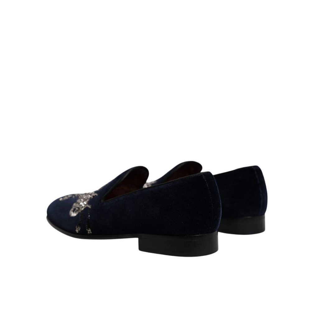 Dolce & Gabbana Dolce & Gabbana Black Velvet Floral Gun Loafers Dress Shoes Size US 8 / EU 41 - 4 Thumbnail