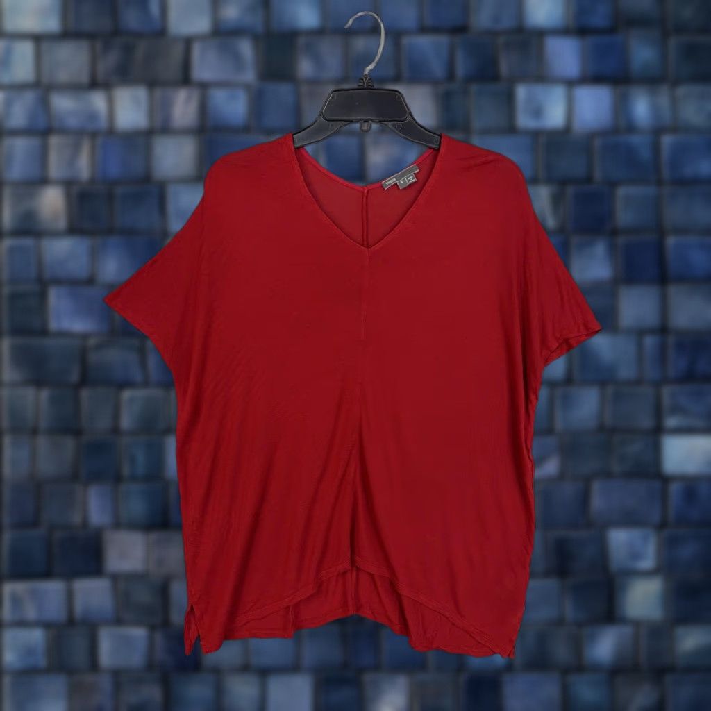 Vince Vince Shirt Womens Small Red 100% Viscose Dolman V Neck Tunic Top Casual Relaxed Shirt Size S / US 4 / IT 40 - 1 Thumbnail