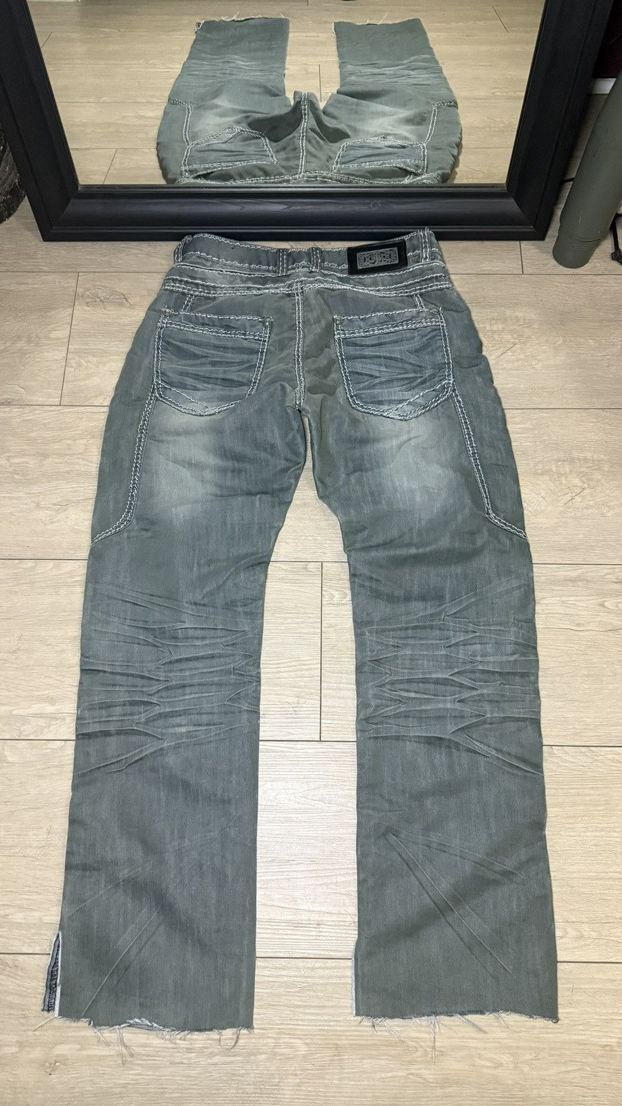 Other Y2K 2000s Top Feel Stone Wash Green Indigo Straight Legged Size US 32 / EU 48 - 2 Thumbnail