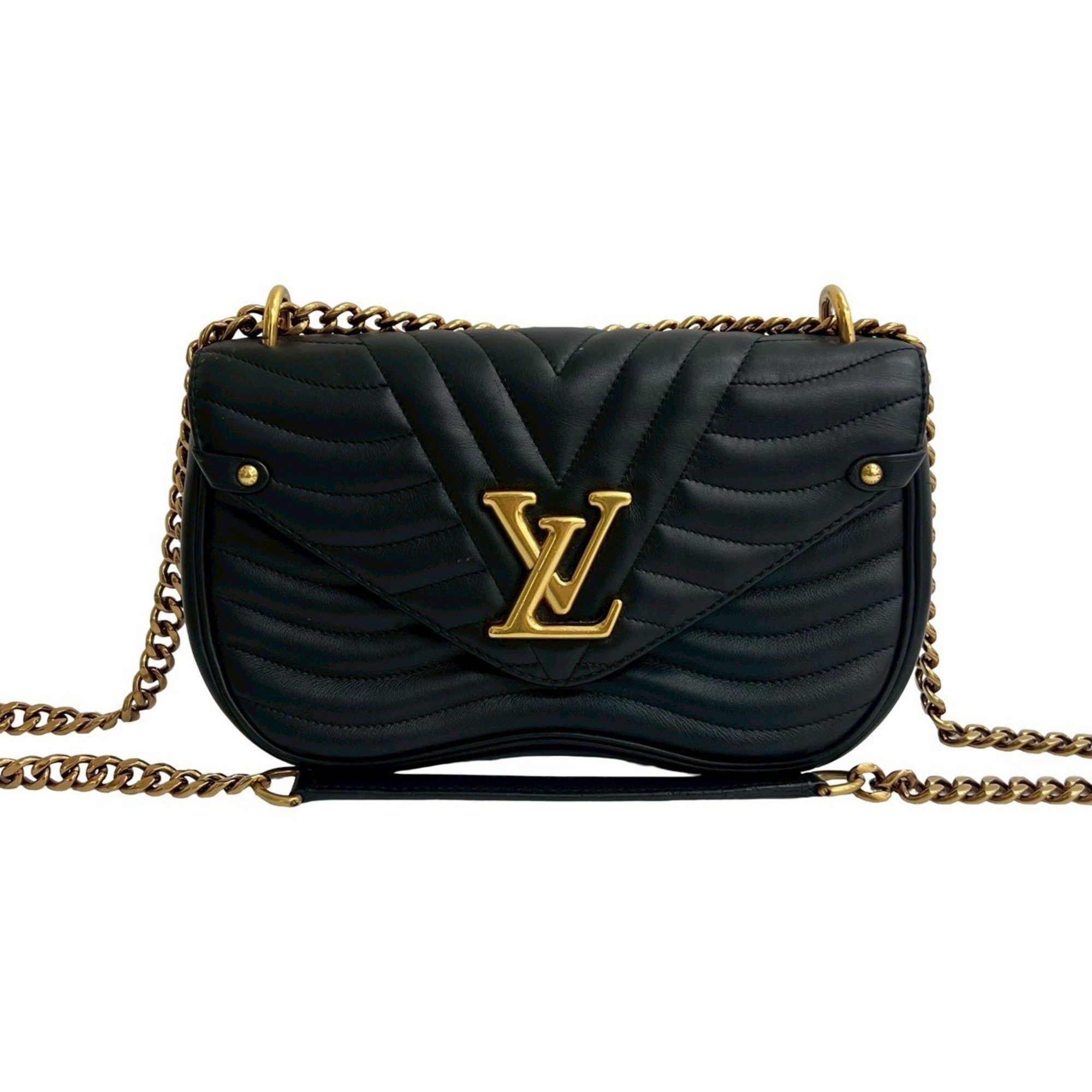 Louis Vuitton LOUIS VUITTON New Wave Leather 2-Way Chain Shoulder Bag/Handbag Black 28720 Size ONE SIZE - 1 Thumbnail