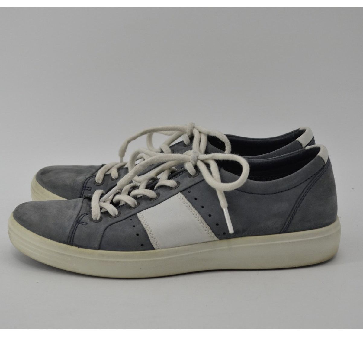 Ecco ECCO Soft Gray-Blue White Sneakers Lace Up Mens Leather SZ 7 Size US 7 / EU 40 - 10 Thumbnail