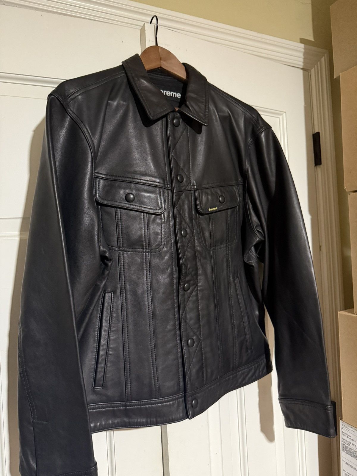 Supreme Supreme Black FW18 Leather Trucker Jacket Size US M / EU 48-50 / 2 - 2 Thumbnail