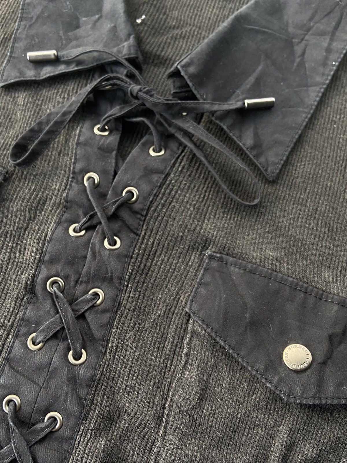 Burberry Vintage Burberry London Black Lace-Up Pullover Shirt Size US M / EU 48-50 / 2 - 5 Thumbnail
