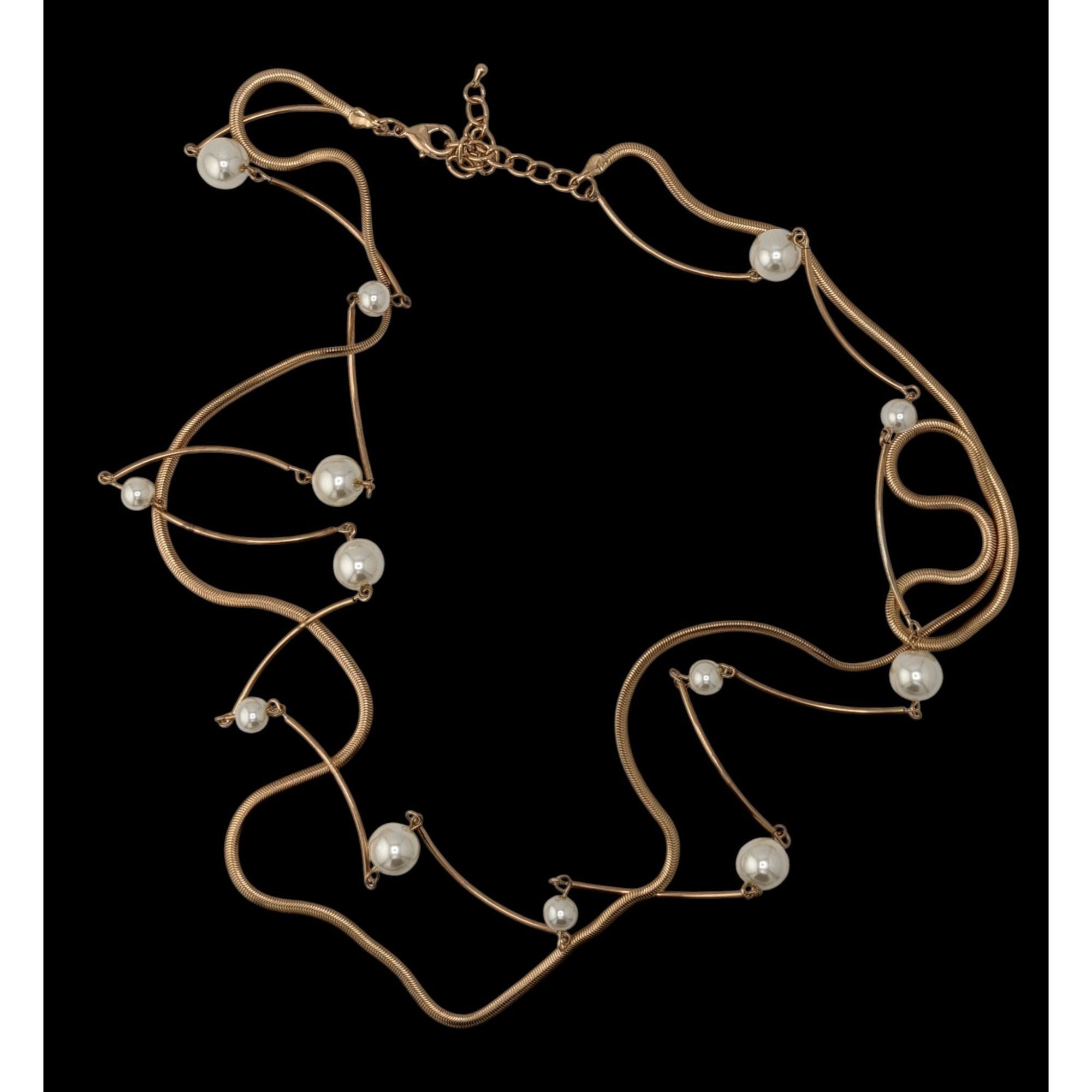Other Gold-Tone Faux Pearl Statement Necklace 32" With 3" Extender Size ONE SIZE - 2 Thumbnail