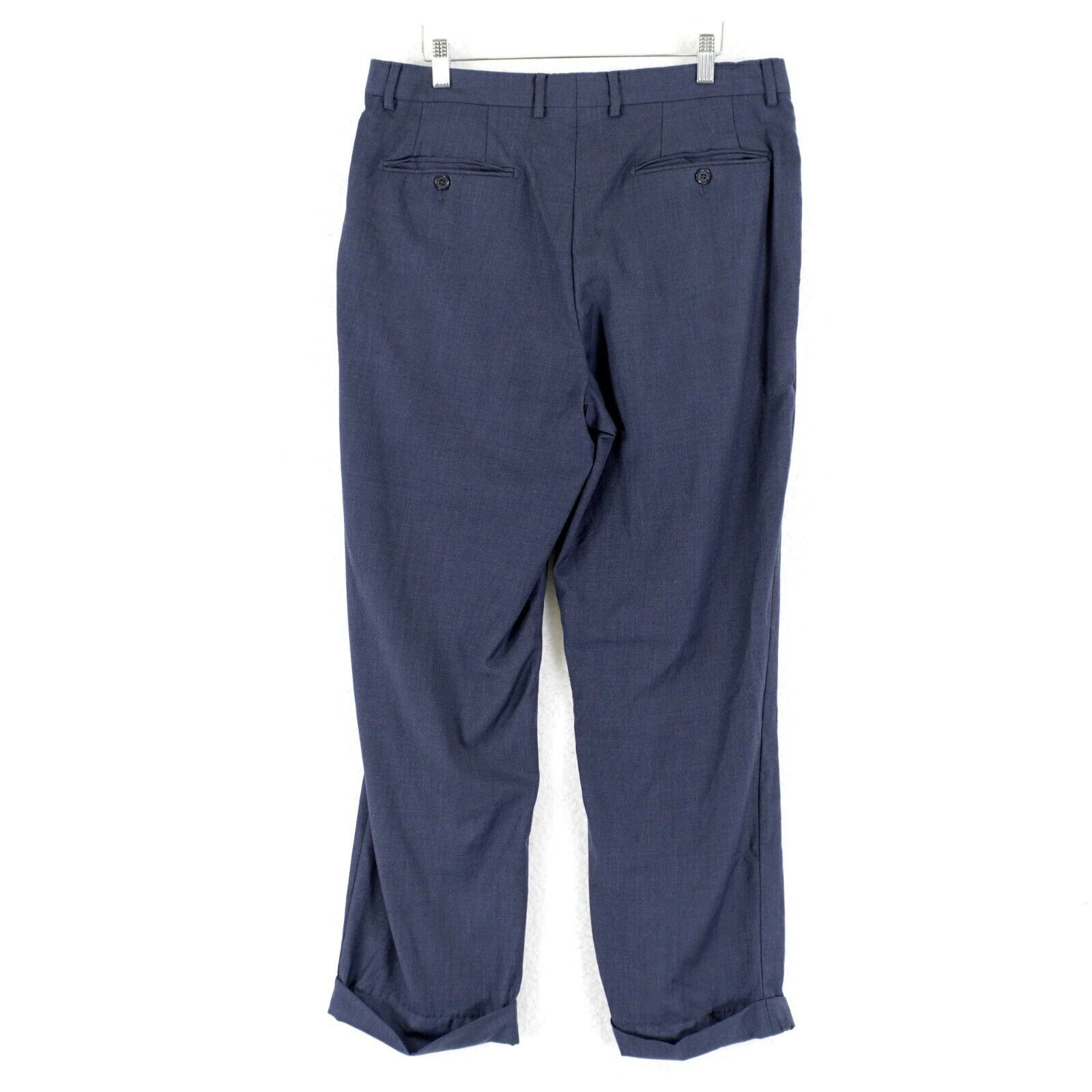 Santorelli Santorelli Luxury Serge Romeo Blue Flat Front Cuffed Mid Ris Size 34R - 3 Thumbnail