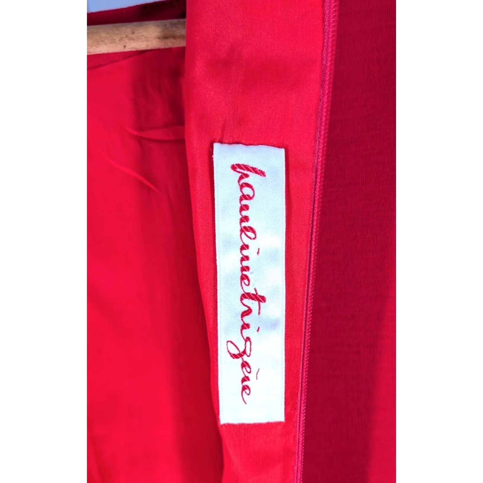 Vintage VINTAGE Pauline Trigère Red Wool Dress Mod 60s 70s Contrast Stitch Shift Kimono Womens Size XS / US 0-2 / IT 36-38 - 6 Thumbnail