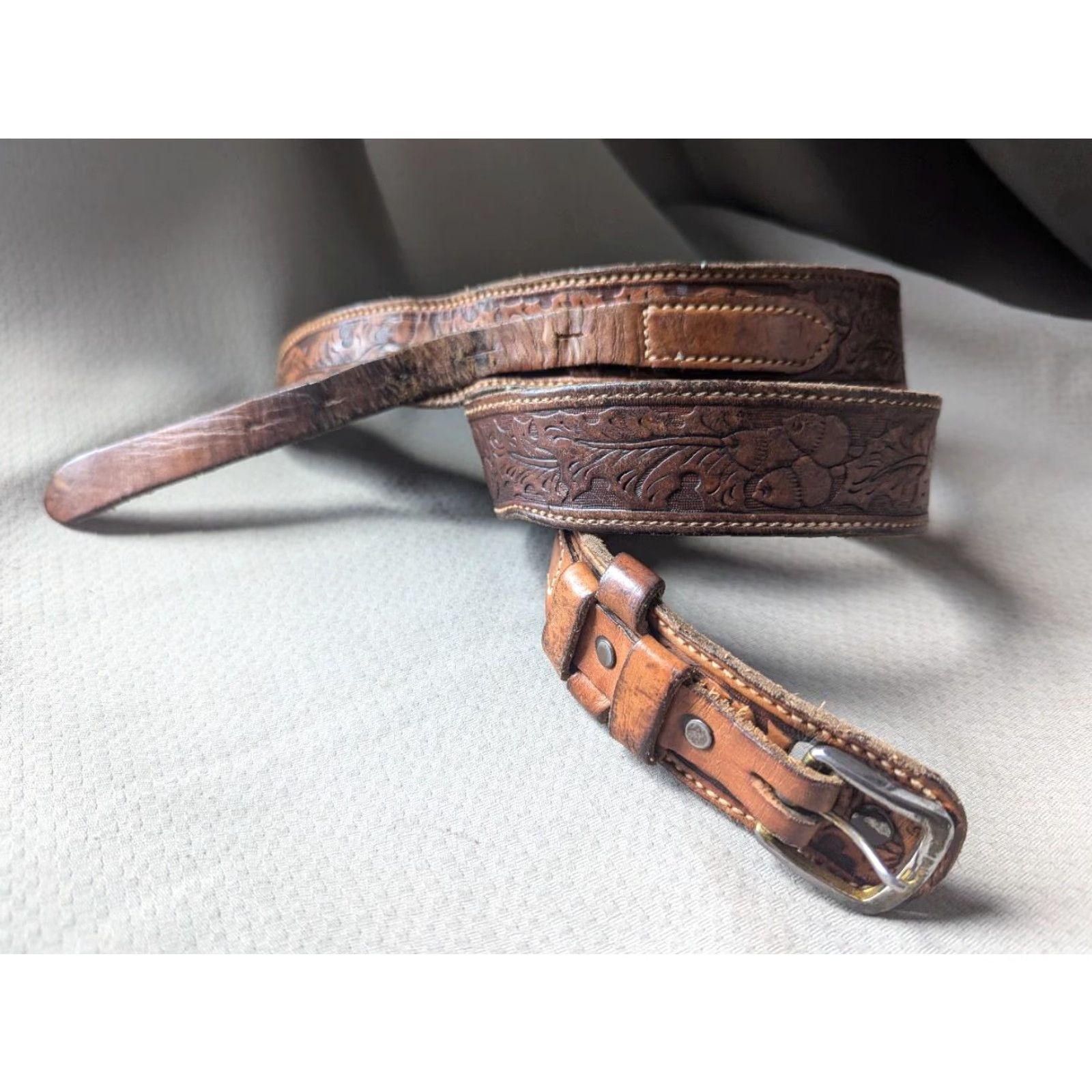Vintage VINTAGE Textan belt 38 leather western Ranger Acorn buckle belt Mens Size 38 - 2 Thumbnail