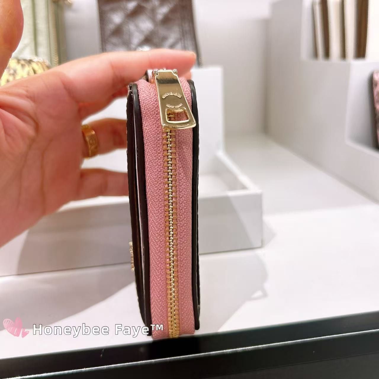 Coach Zip Card Case CEC53 Gold/Pink Snake-embossed leather Size ONE SIZE - 4 Thumbnail