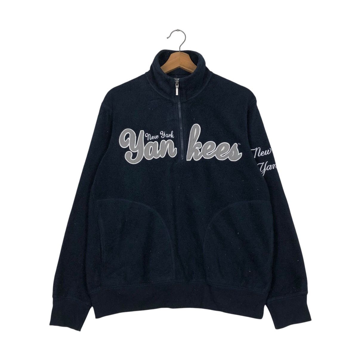 Japanese Brand Vintage Half Zipper Fleece Jacket New York Yankees Big Logo Size US L / EU 52-54 / 3 - 2 Thumbnail