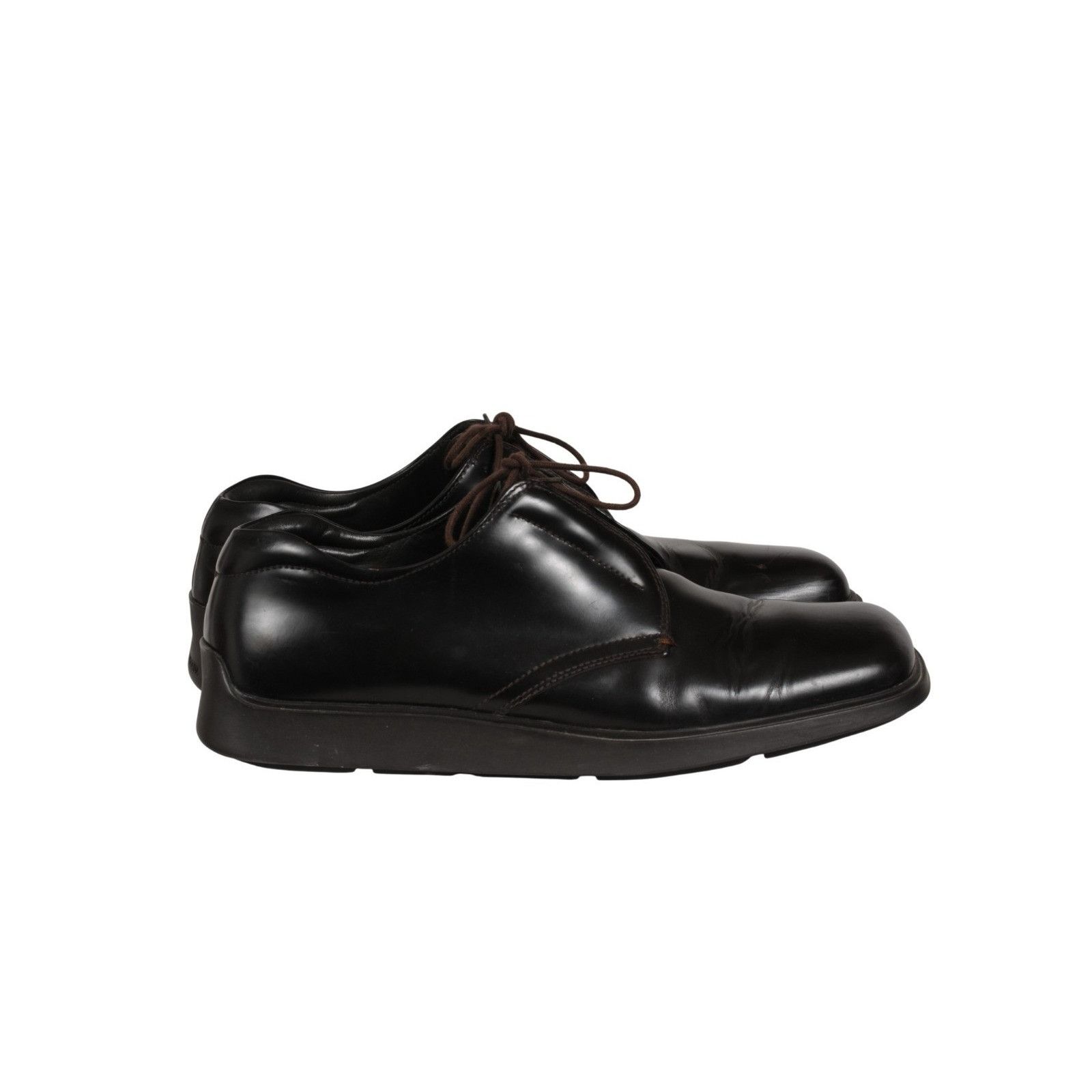 Prada Vtg 2000s Square Toe Oxfords Brown Leather - 02617 Size US 14 / EU 47 - 2 Thumbnail